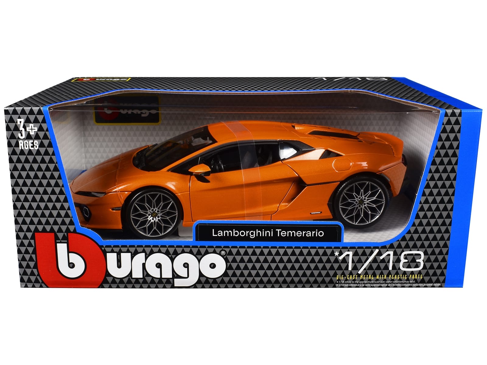 Lamborghini Temerario Orange Metallic 1/18 Diecast Model Car by Bburago - Image 3