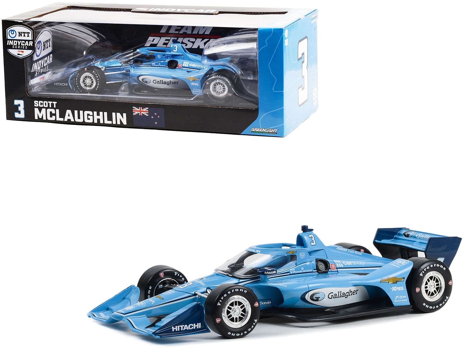 Dallara IndyCar #3 Scott McLaughlin “Gallagher” Team Penske (Road Course Configuration) “NTT IndyCar Series” (2022) 1/18 Diecast Model Car by Greenlight