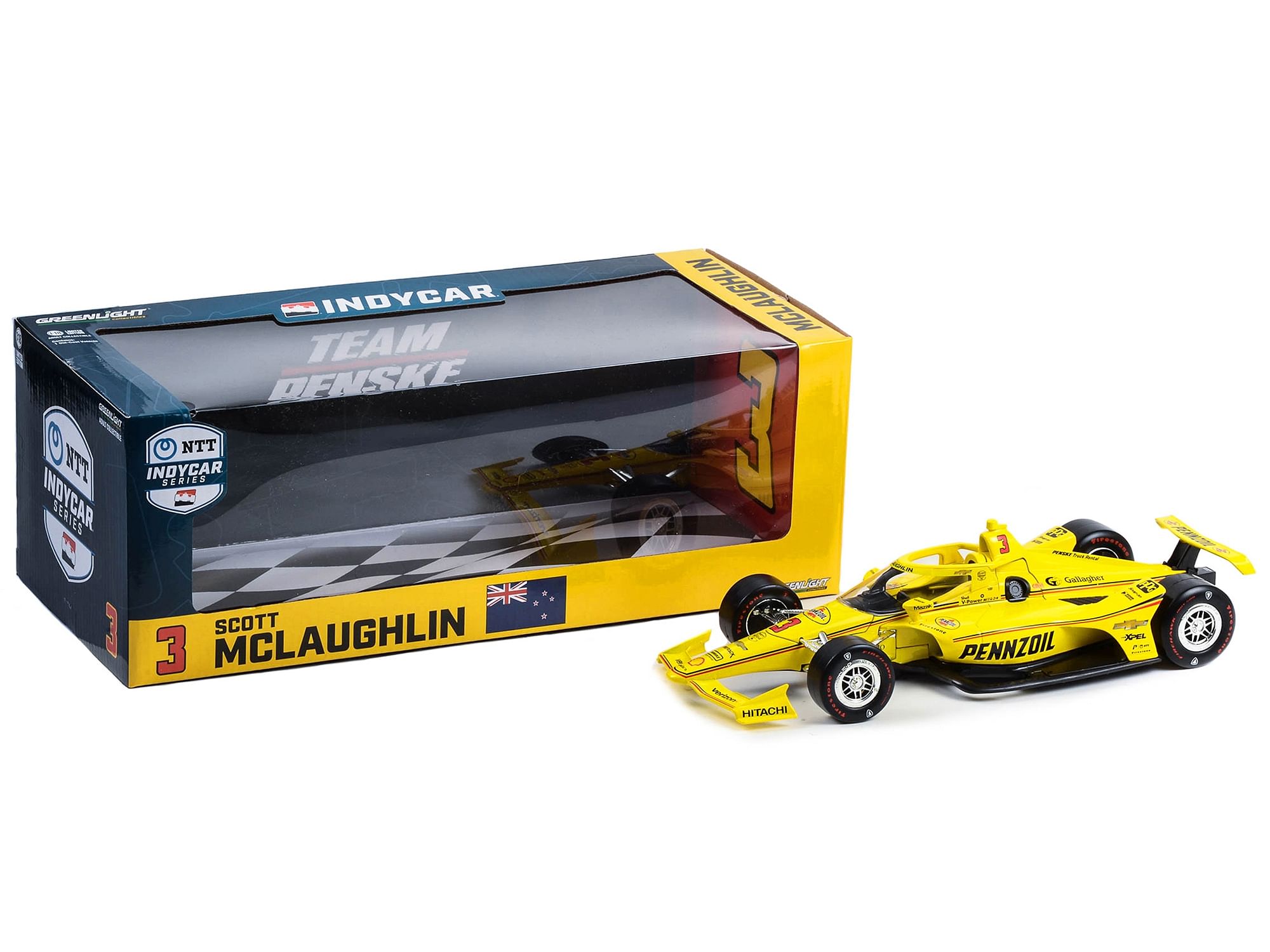 Dallara IndyCar #3 Scott McLaughlin “Pennzoil” Team Penske “NTT IndyCar Series” (2023) 1/18 Diecast Model Car by Greenlight