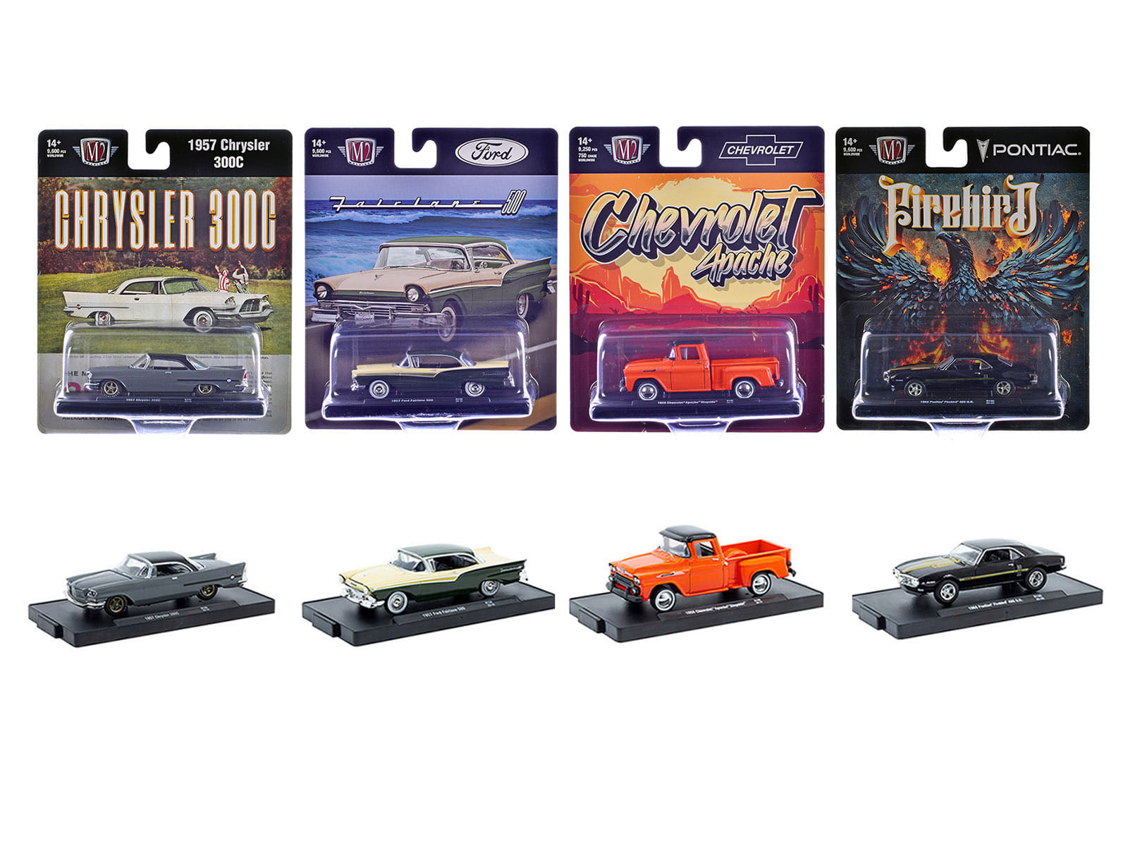 "Auto-Drivers" Set of 4 pieces in Blister Packs Release 130 Limited Edition to 9600 pieces Worldwide 1/64 Diecast Model Cars by M2 Machines