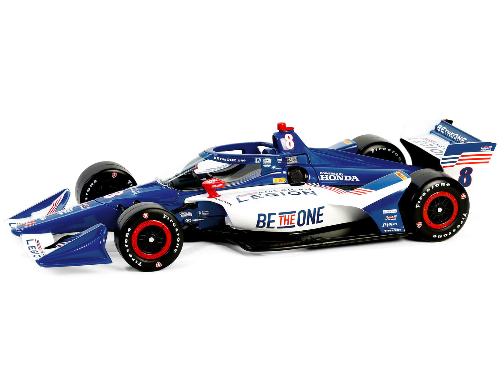 Dallara IndyCar #8 Linus Lundqvist "The American Legion" Chip Ganassi Racing (Road Course Configuration) "NTT IndyCar Series" (2024) 1/18 Diecast Model Car by Greenlight - Image 3