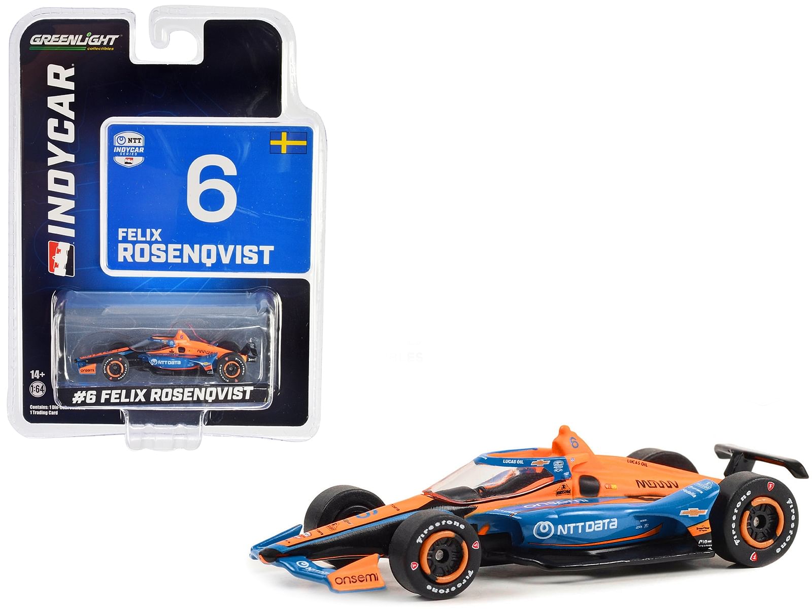 Dallara IndyCar #6 Felix Rosenqvist “NTT DATA” Arrow McLaren “NTT IndyCar Series” (2023) 1/64 Diecast Model Car by Greenlight