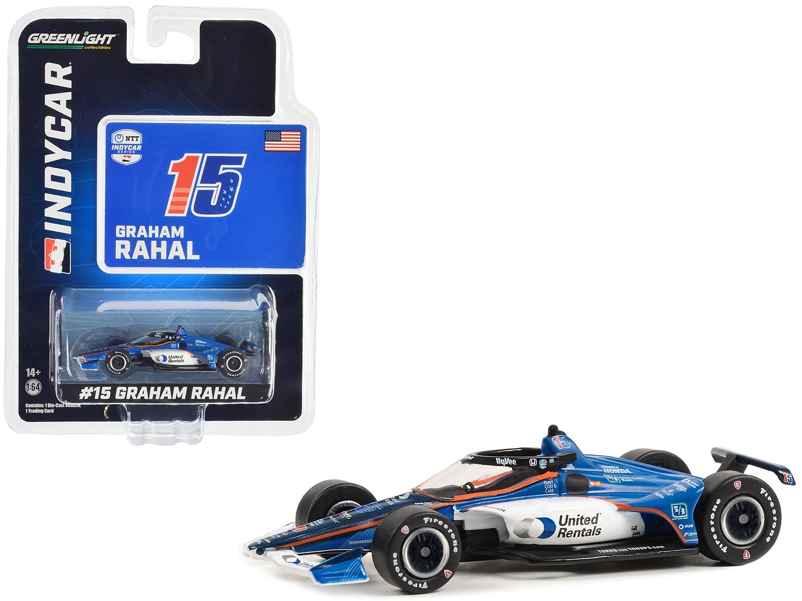 Dallara IndyCar #15 Graham Rahal / Rahal Letterman Lanigan Racing United Rentals “NTT IndyCar Series” (2023) 1/64 Diecast Model Car by Greenlight