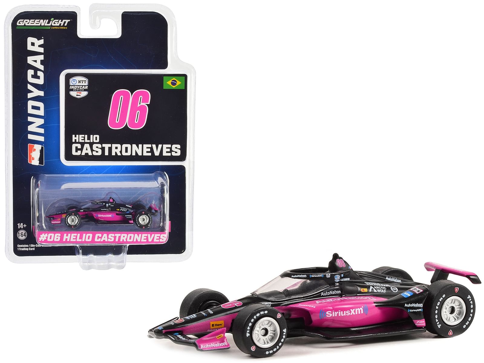 Dallara IndyCar #06 Helio Castroneves “AutoNation – SiriusXM” Meyer Shank Racing “NTT IndyCar Series” (2023) 1/64 Diecast Model Car by Greenlight