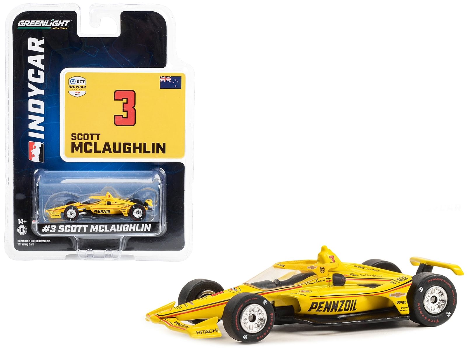 Dallara IndyCar #3 Scott McLaughlin “Pennzoil” Team Penske “NTT IndyCar Series” (2023) 1/64 Diecast Model Car by Greenlight