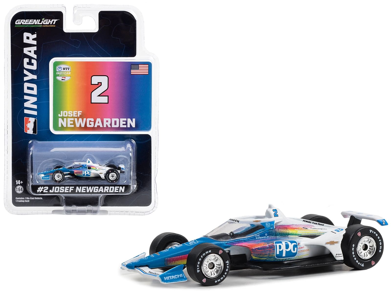 Dallara IndyCar #2 Josef Newgarden “PPG” Team Penske “NTT IndyCar Series” (2023) 1/64 Diecast Model Car by Greenlight