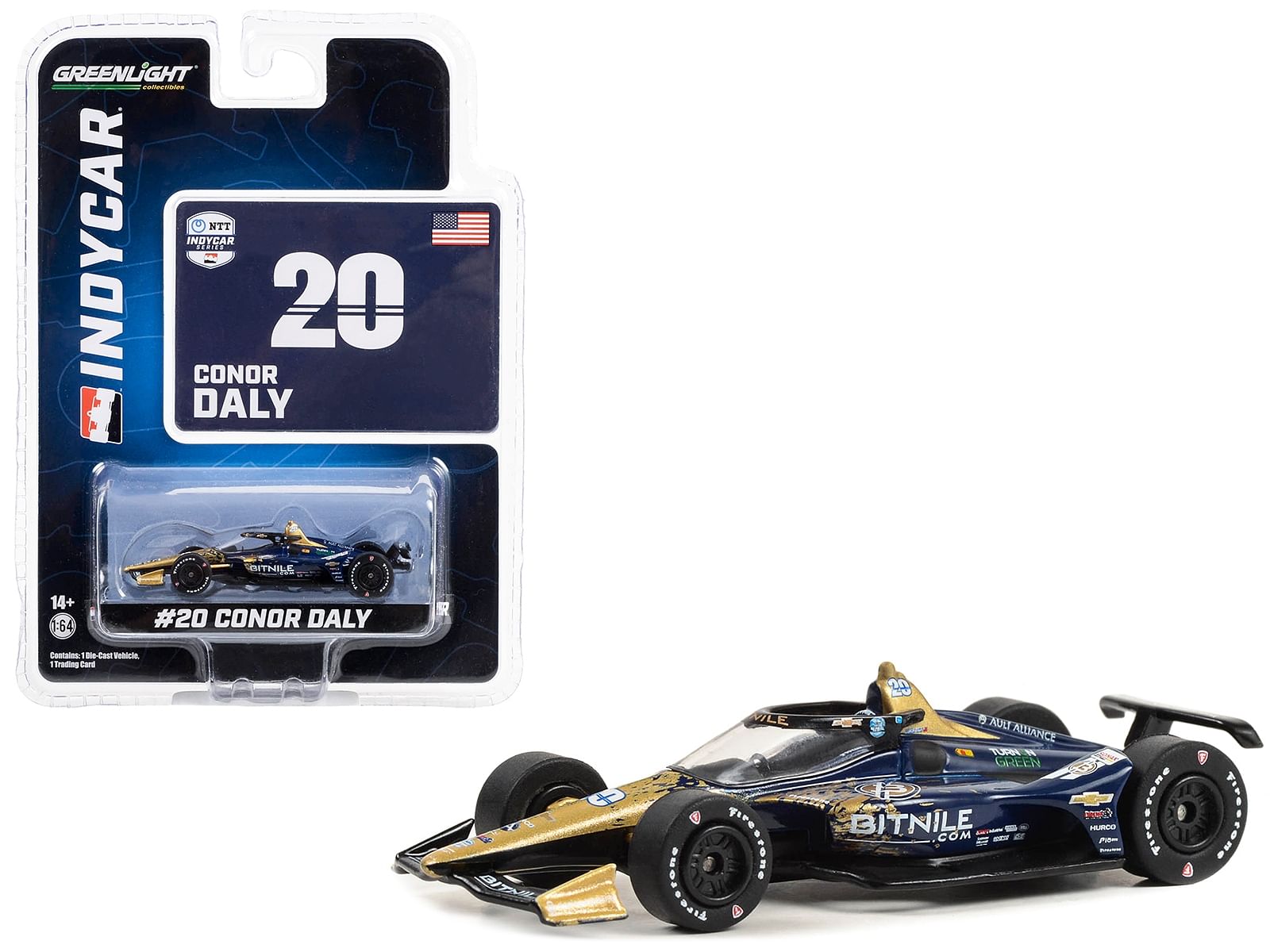 Dallara IndyCar #20 Conor Daly / Ed Carpenter Racing Bitnile “NTT IndyCar Series” (2023) 1/64 Diecast Model Car by Greenlight