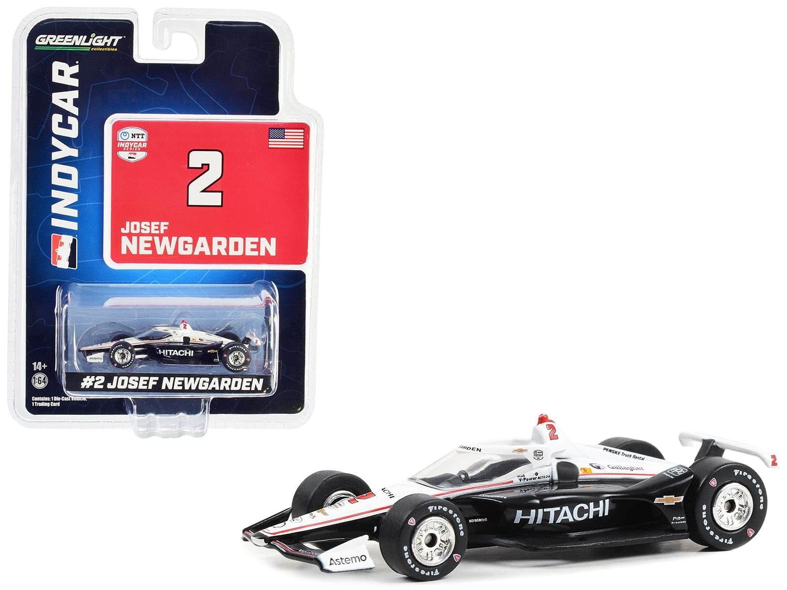 Dallara IndyCar #2 Josef Newgarden “Hitachi” Team Penske “NTT IndyCar Series” (2023) 1/64 Diecast Model Car by Greenlight