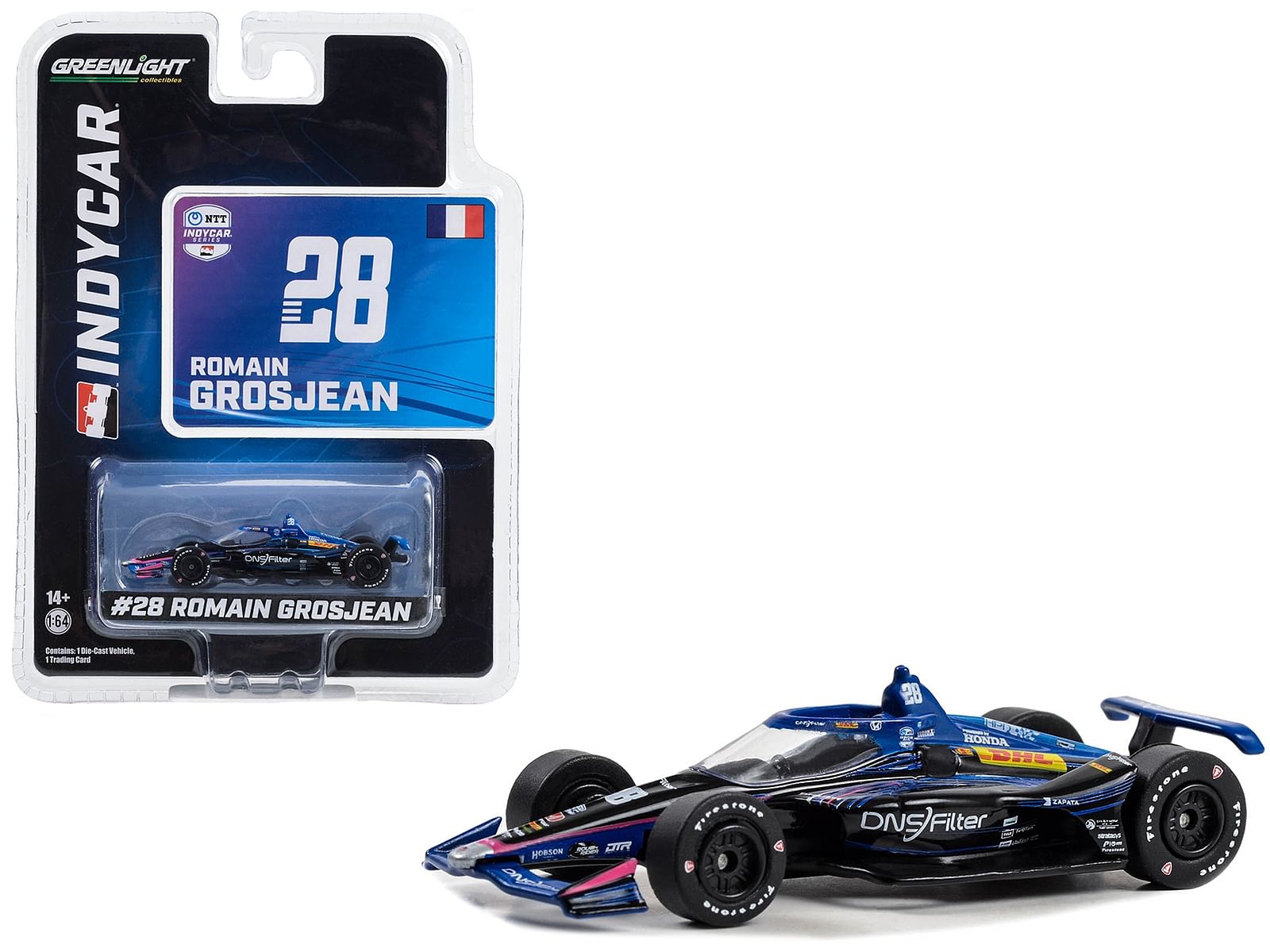 Dallara IndyCar #28 Romain Grosjean “DNSFilter” Andretti Autosport “NTT IndyCar Series” (2023) 1/64 Diecast Model Car by Greenlight