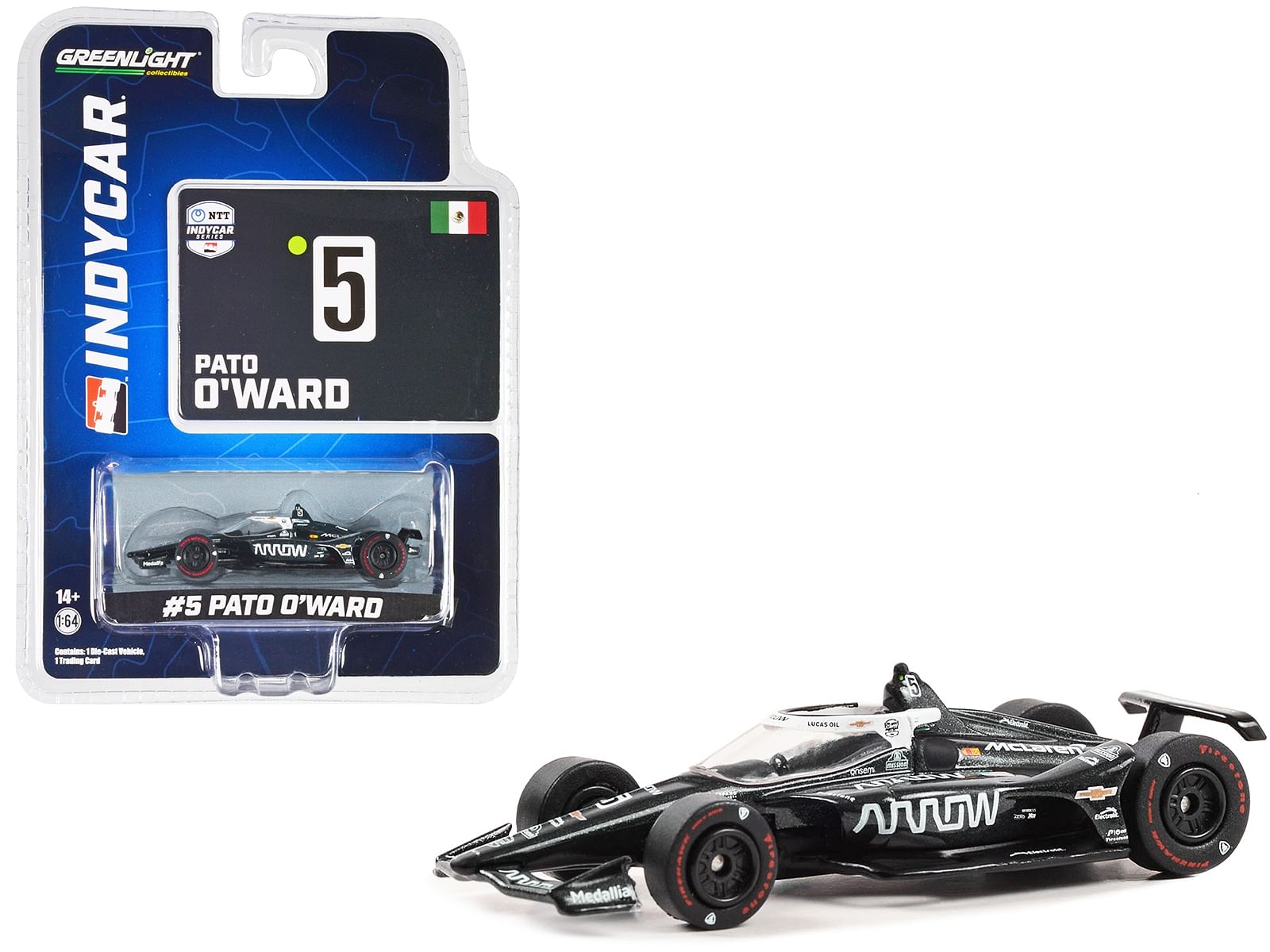 Dallara IndyCar #5 Pato O’Ward “Arrow” Arrow McLaren “60th Anniversary Triple Crown Accolade Indianapolis 500 Livery” “NTT IndyCar Series” (2023) 1/64 Diecast Model Car by Greenlight