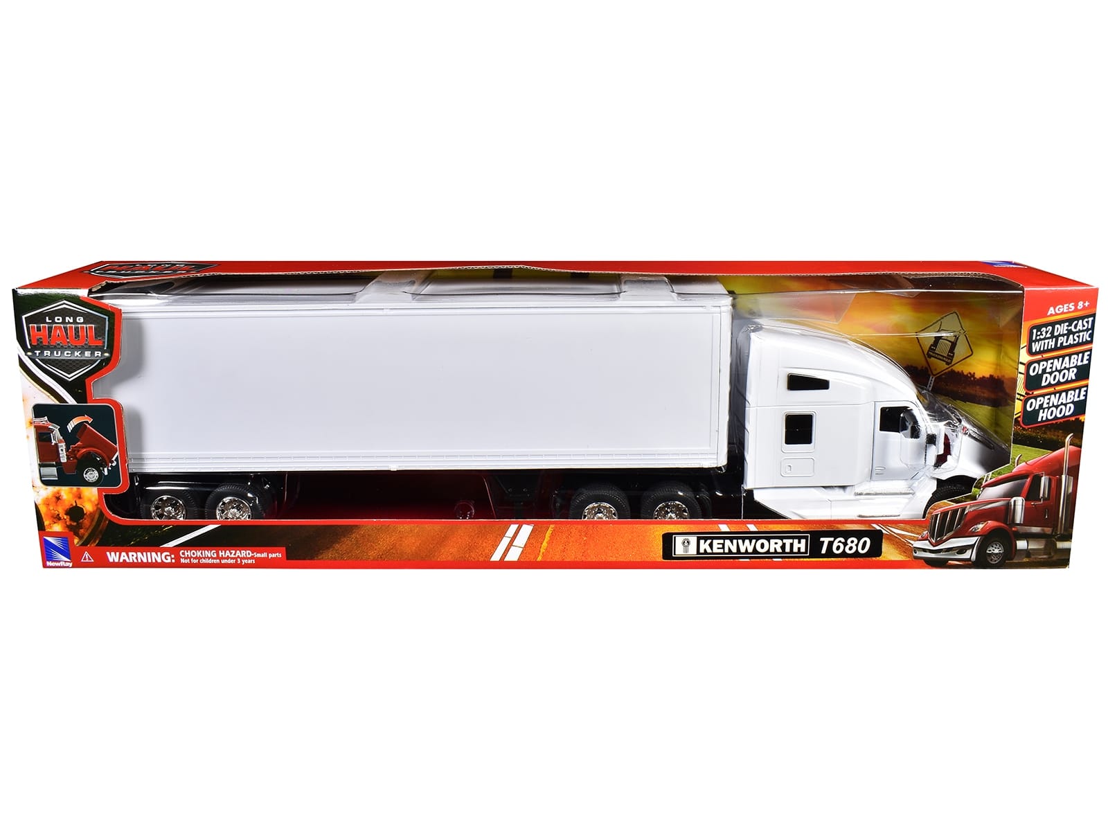 Kenworth T680 Truck White with Dry Van Trailer White "Long Haul Trucker" Series 1/32 Diecast Model by New Ray - Image 2