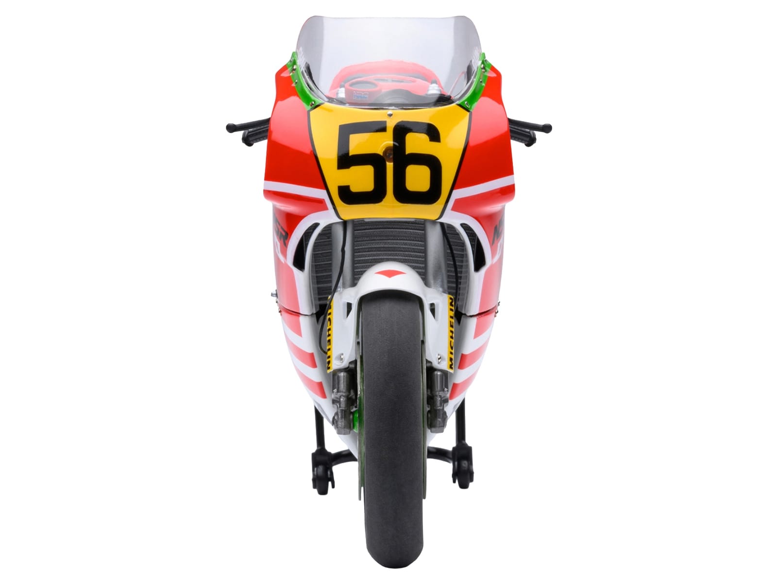 Honda NSR500 WGP500 Motorcycle #56 Red and White with Helmet "Baribari Legend" (1986) OVA 1/12 Model by Autoart - Image 3