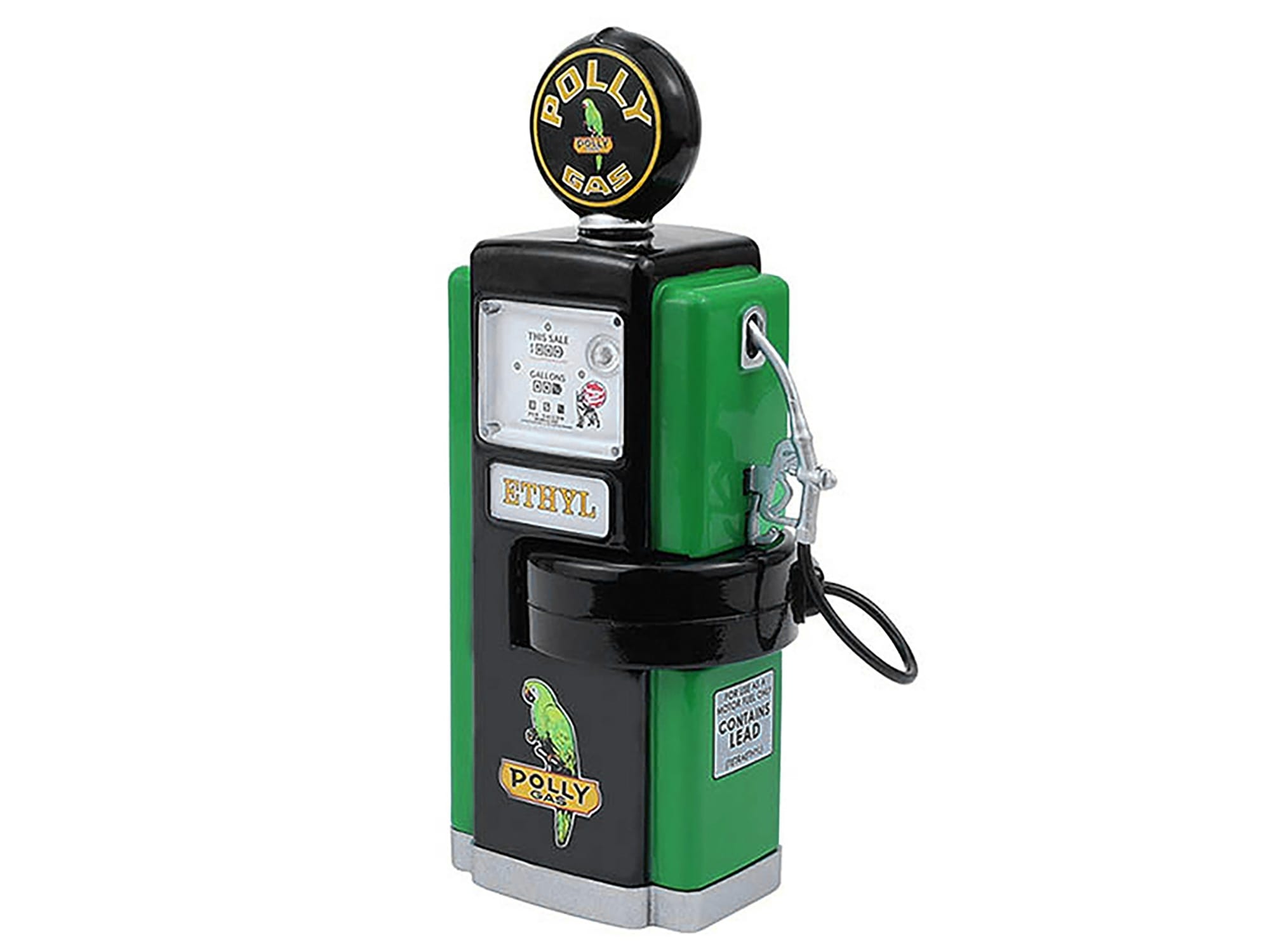 1948 Wayne 100-A Gas Pump "Polly Gas" Black and Green "Vintage Gas Pumps" Series 17 1/18 Diecast Replica by Greenlight - Image 2