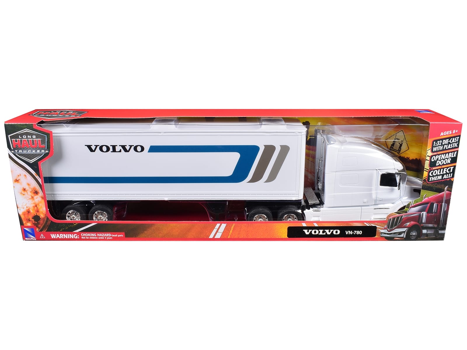 Volvo VN-780 Truck with Dry Van Trailer White "Long Haul Truckers" Series 1/32 Diecast Model by New Ray - Image 2