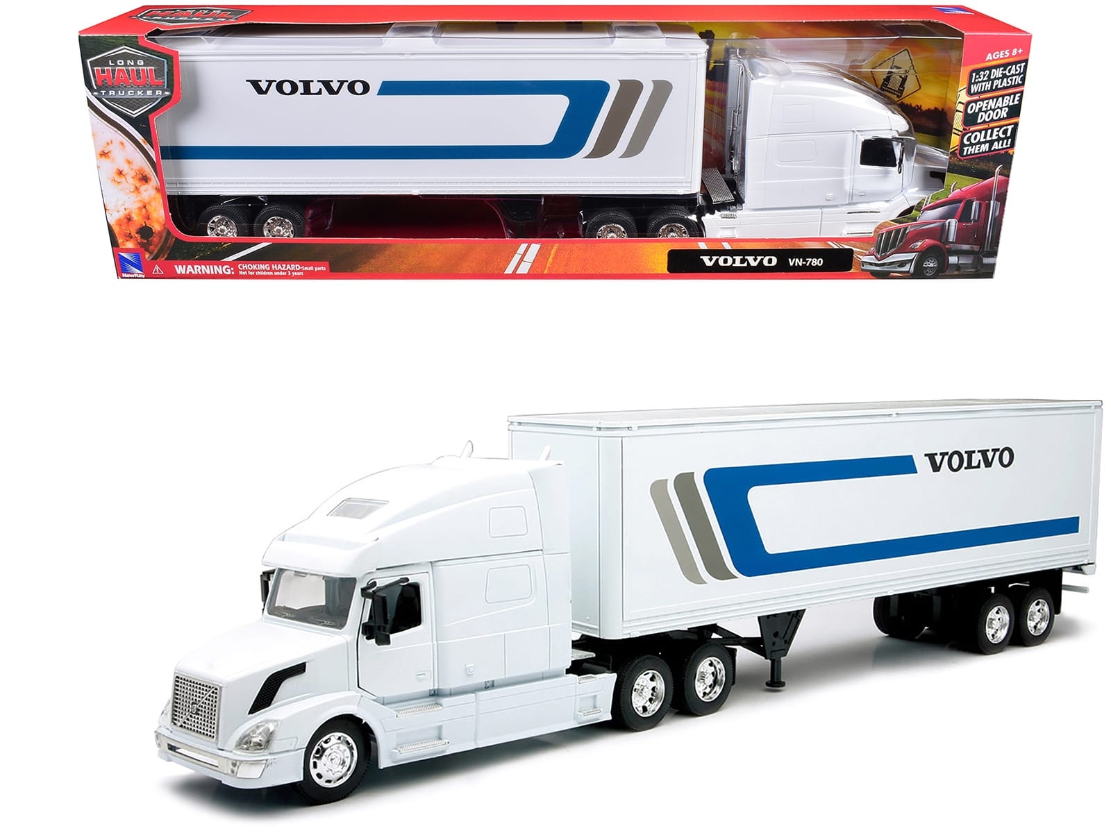 Volvo VN-780 Truck with Dry Van Trailer White "Long Haul Truckers" Series 1/32 Diecast Model by New Ray - Image 3