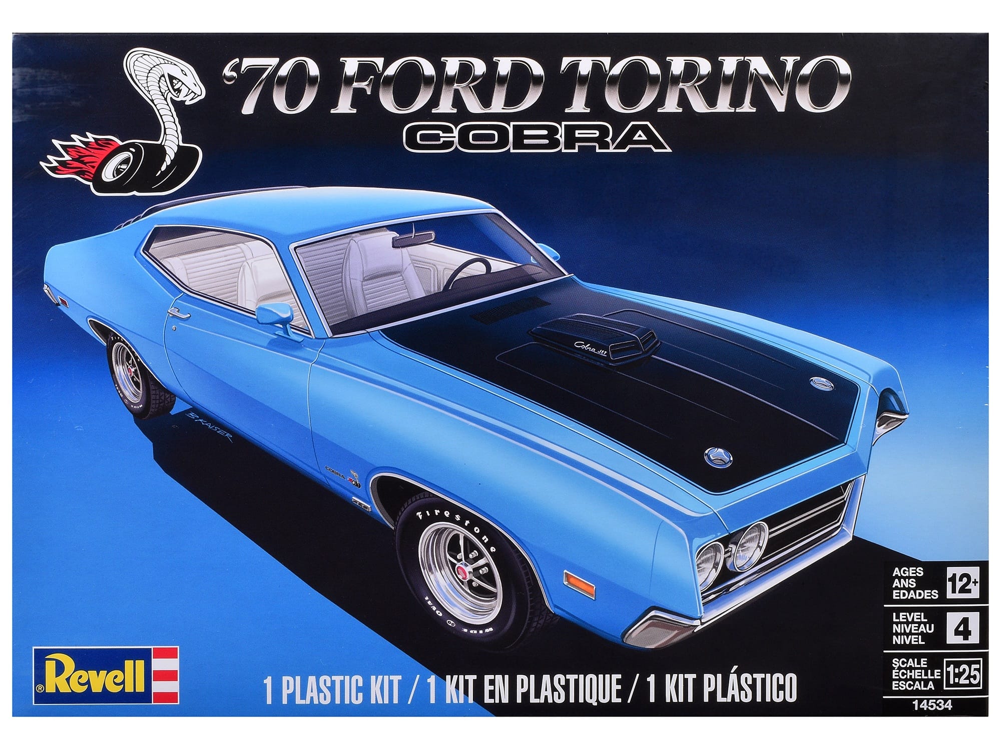 Level 4 Model Kit 1970 Ford Torino Cobra 1/25 Scale Model by Revell