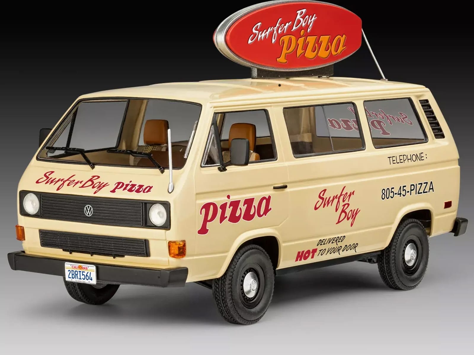 Level 3 Model Kit Argyle's Volkswagen Vanagon "Surfer Boy Pizza" Van "Stranger Things" (2016-Current) TV Series 1/25 Scale Model by Revell - Image 2