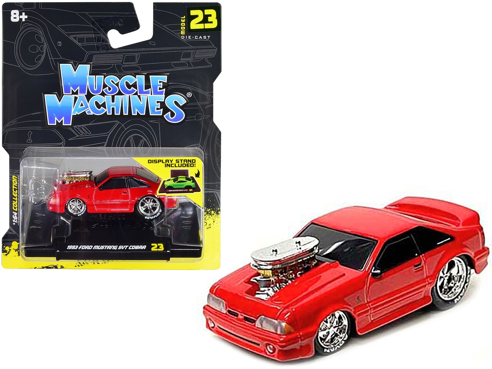 1993 Ford Mustang SVT Cobra Red 1/64 Diecast Model Car by Muscle Machines