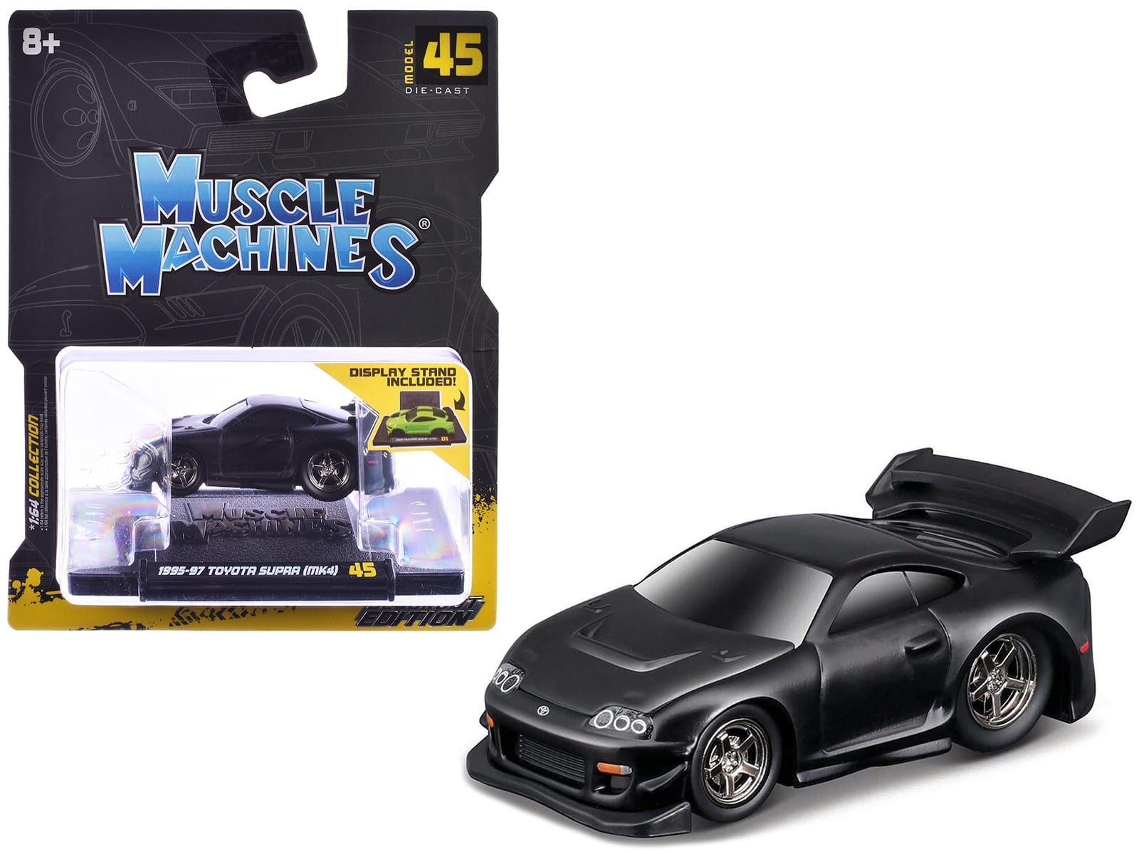 1995-97 Toyota Supra (MK4) Matt Black 1/64 Diecast Model Car by Muscle Machines - Image 2