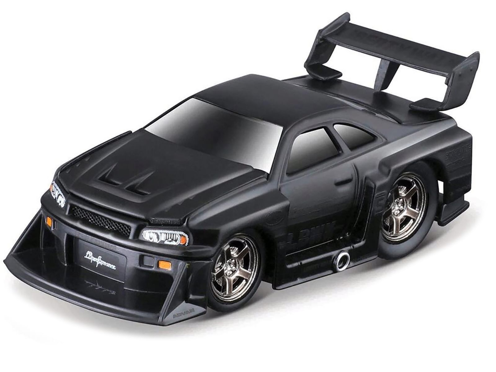 1999 Nissan Skyline GT-R (R34) #5 “Liberty Walk” Matt Black 1/64 Diecast Model Car by Muscle Machines