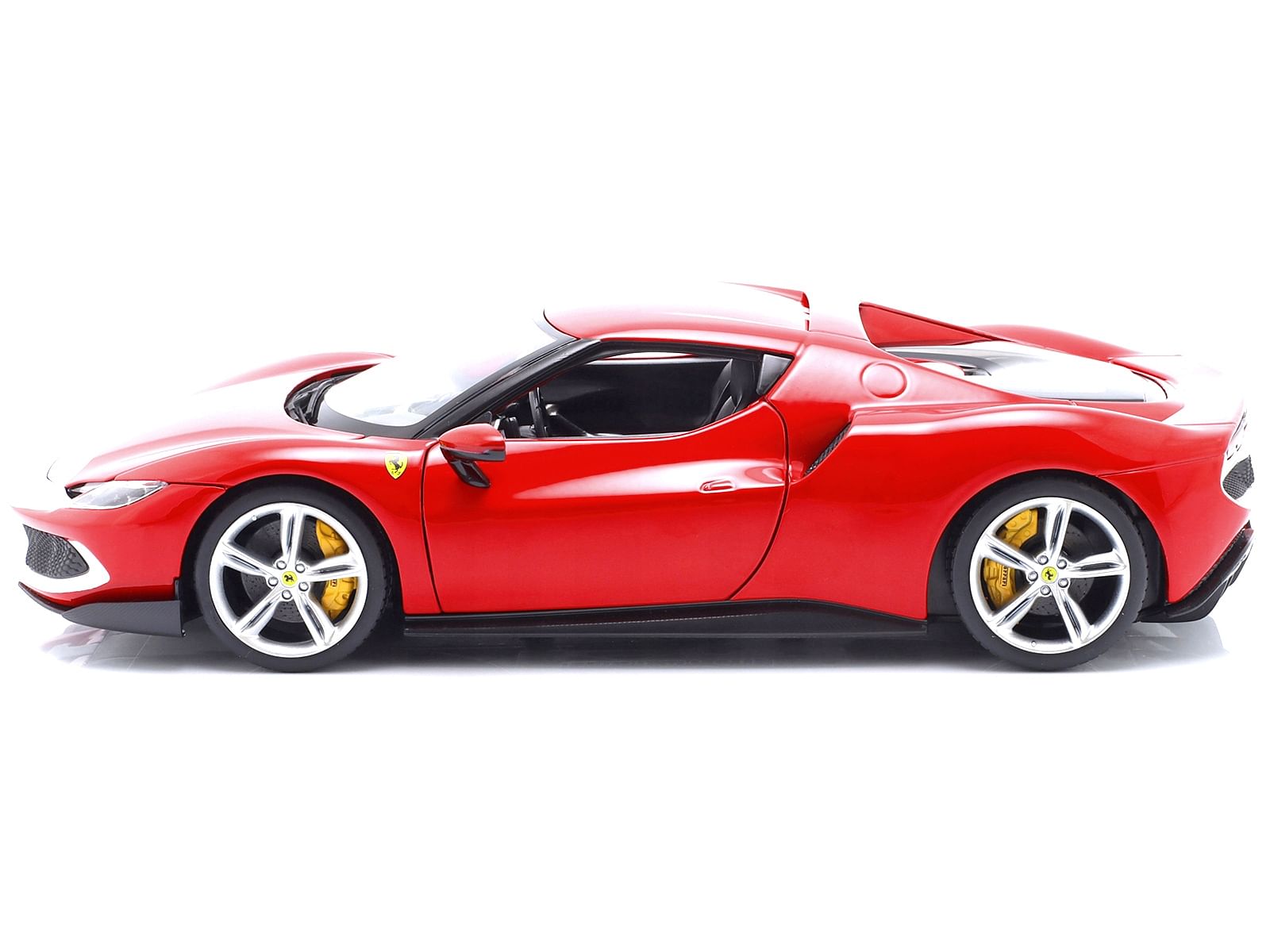 Ferrari 296 GTB Assetto Fiorano Red with White Stripes “Race + Play” Series 1/18 Diecast Model Car by Bburago