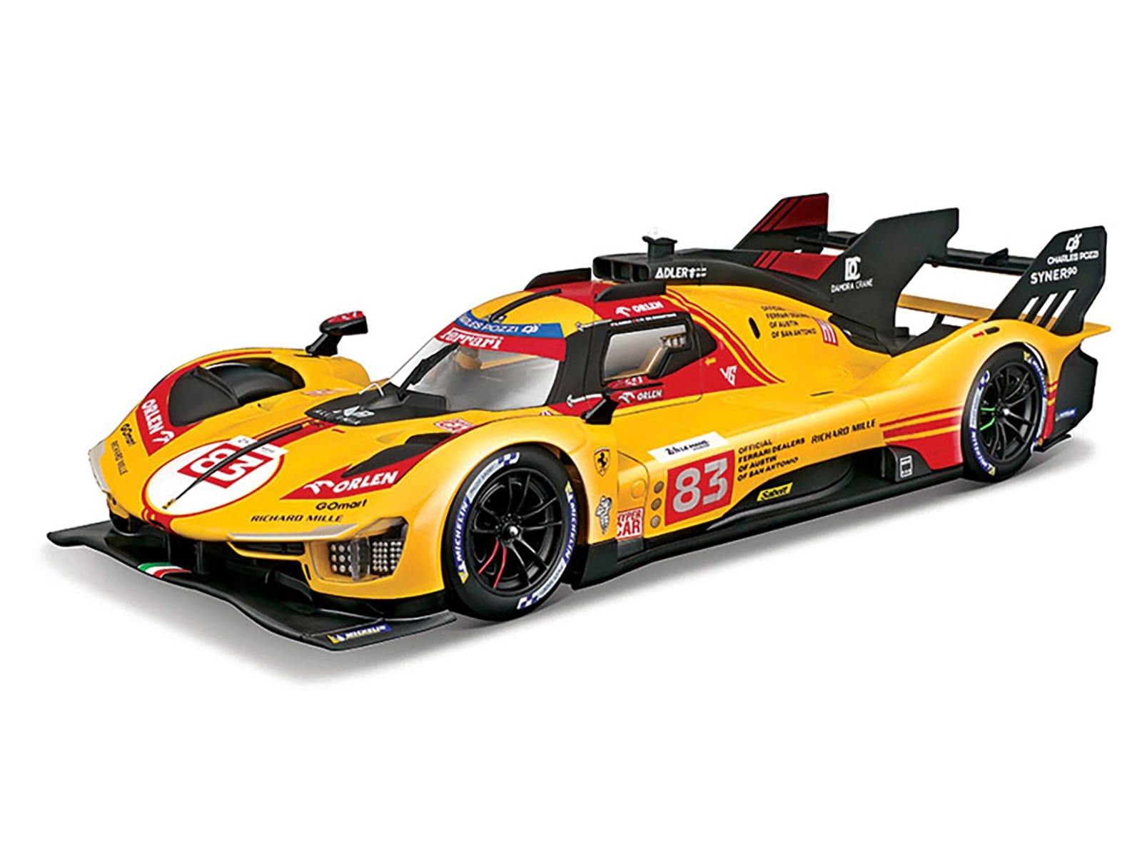 Ferrari 499P #83 Robert Kubica - Robert Shwartzman - Yifei Ye "Ferrari AF Corse" "24 Hours of Le Mans" (2024) "Racing" Series 1/18 Diecast Model Car by Bburago - Image 2