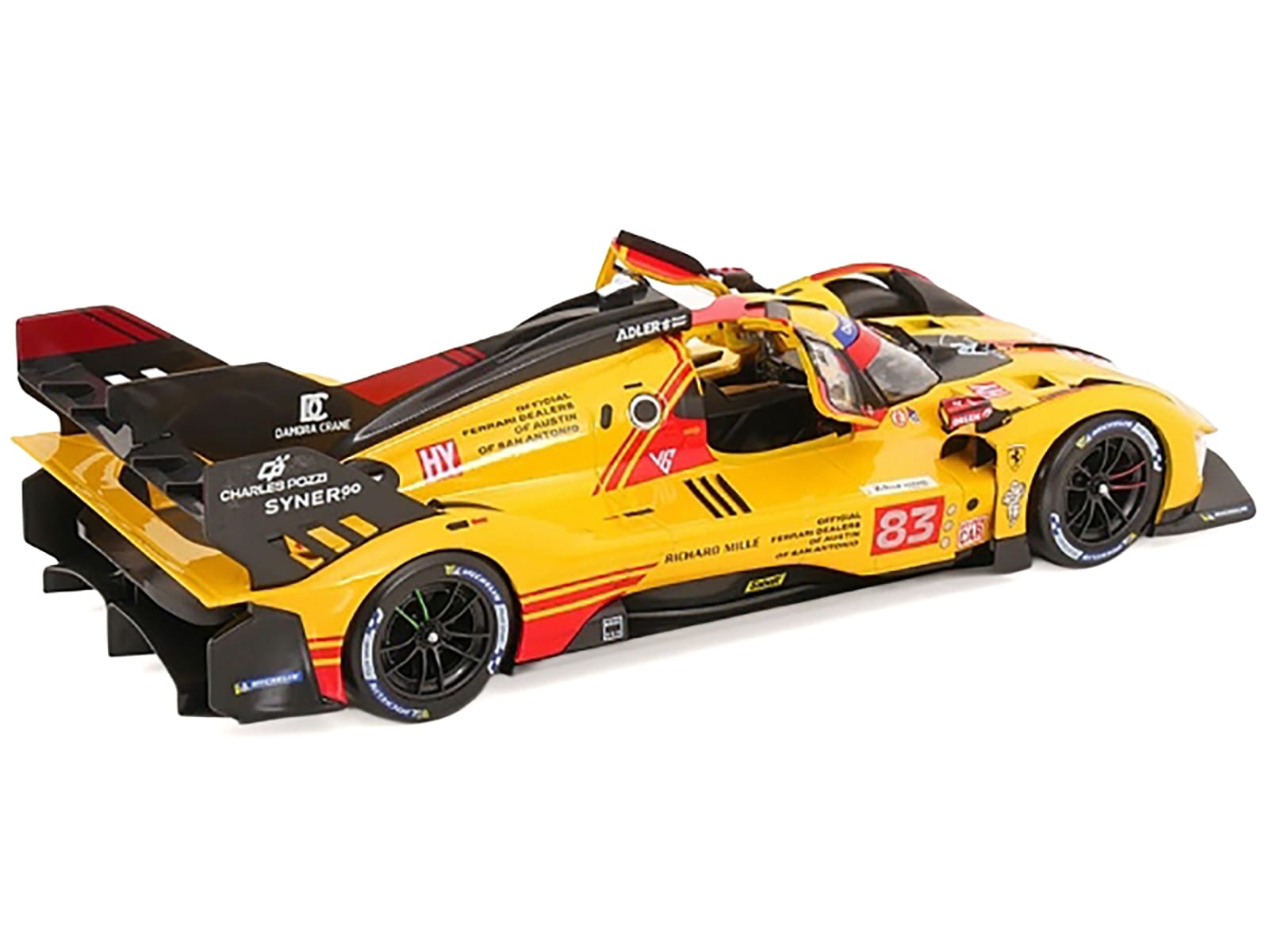 Ferrari 499P #83 Robert Kubica - Robert Shwartzman - Yifei Ye "Ferrari AF Corse" "24 Hours of Le Mans" (2024) "Racing" Series 1/18 Diecast Model Car by Bburago - Image 3