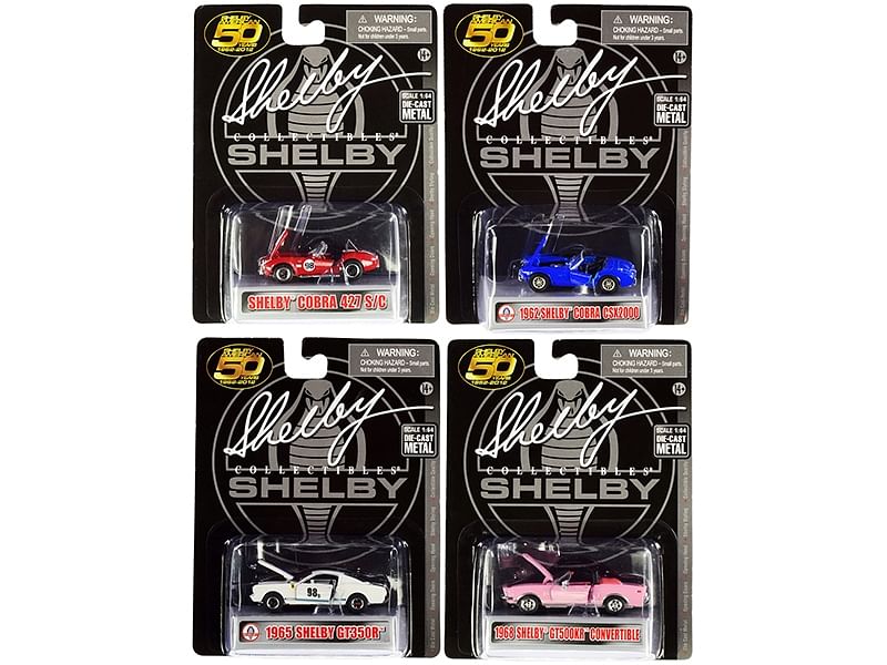 Carroll Shelby 50th Anniversary 4 piece Set 1/64 Diecast Model Cars by Shelby Collectibles