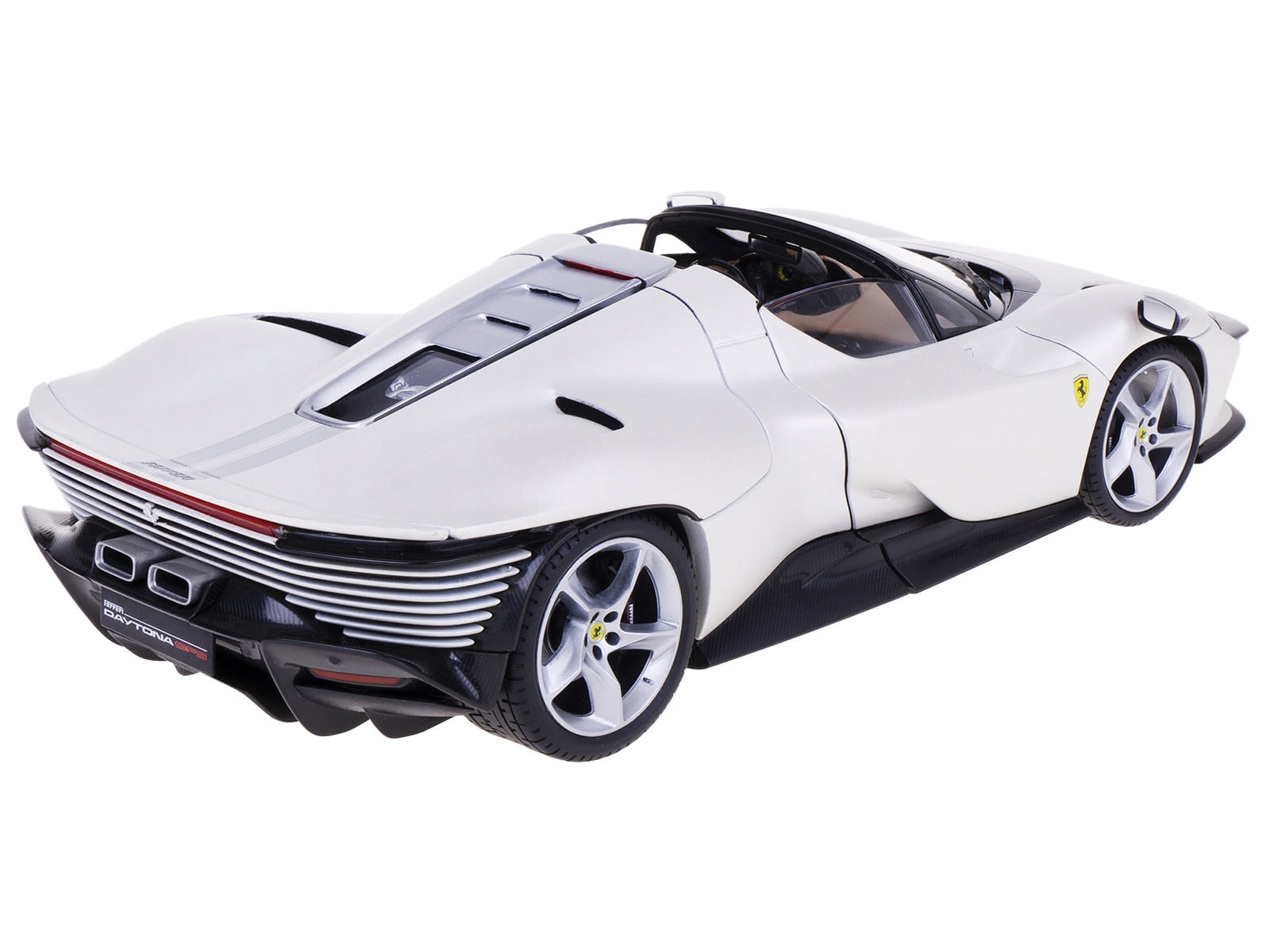 Ferrari Daytona SP3 White Metallic with Silver Stripes "Signature Series" 1/18 Diecast Model Car by Bburago - Image 2