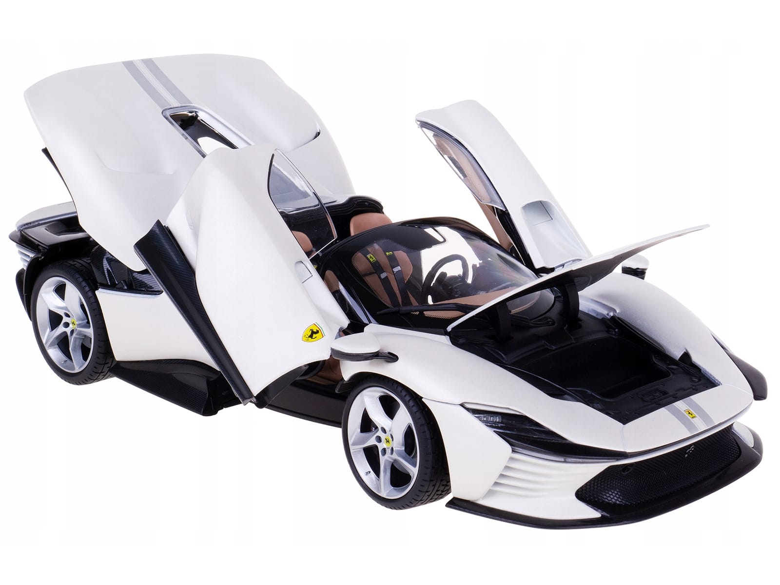 Ferrari Daytona SP3 White Metallic with Silver Stripes "Signature Series" 1/18 Diecast Model Car by Bburago - Image 3