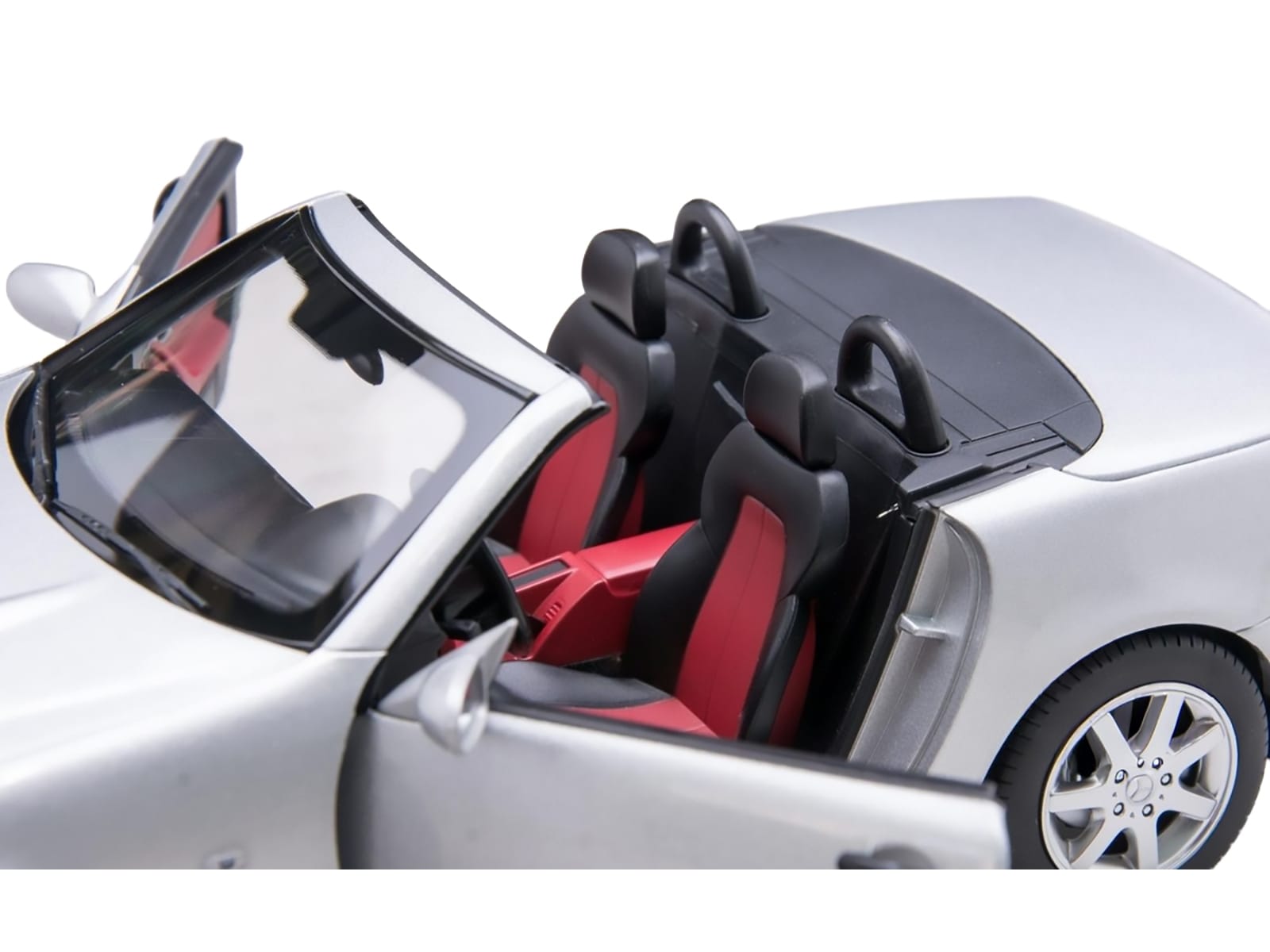 1996 Mercedes-Benz SLK Convertible Brilliant Silver Metallic 1/18 Diecast Model Car by Norev - Image 3