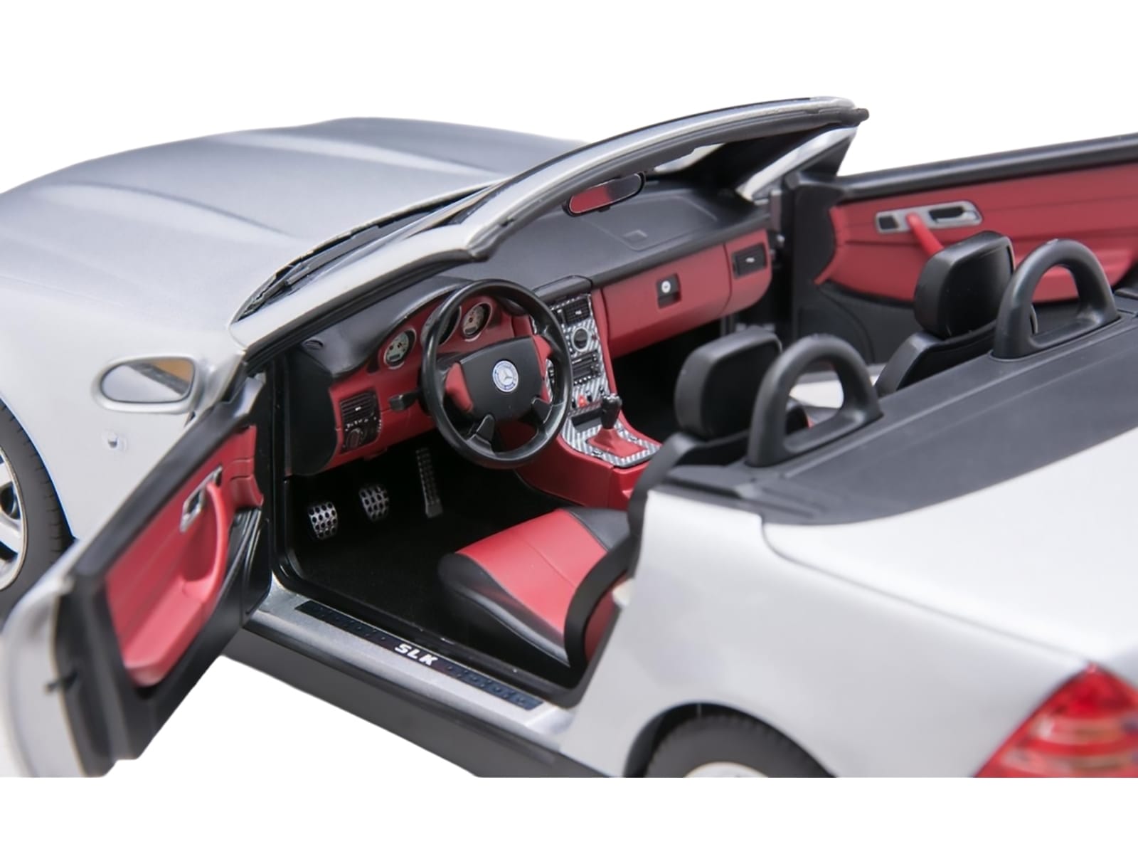 1996 Mercedes-Benz SLK Convertible Brilliant Silver Metallic 1/18 Diecast Model Car by Norev - Image 4