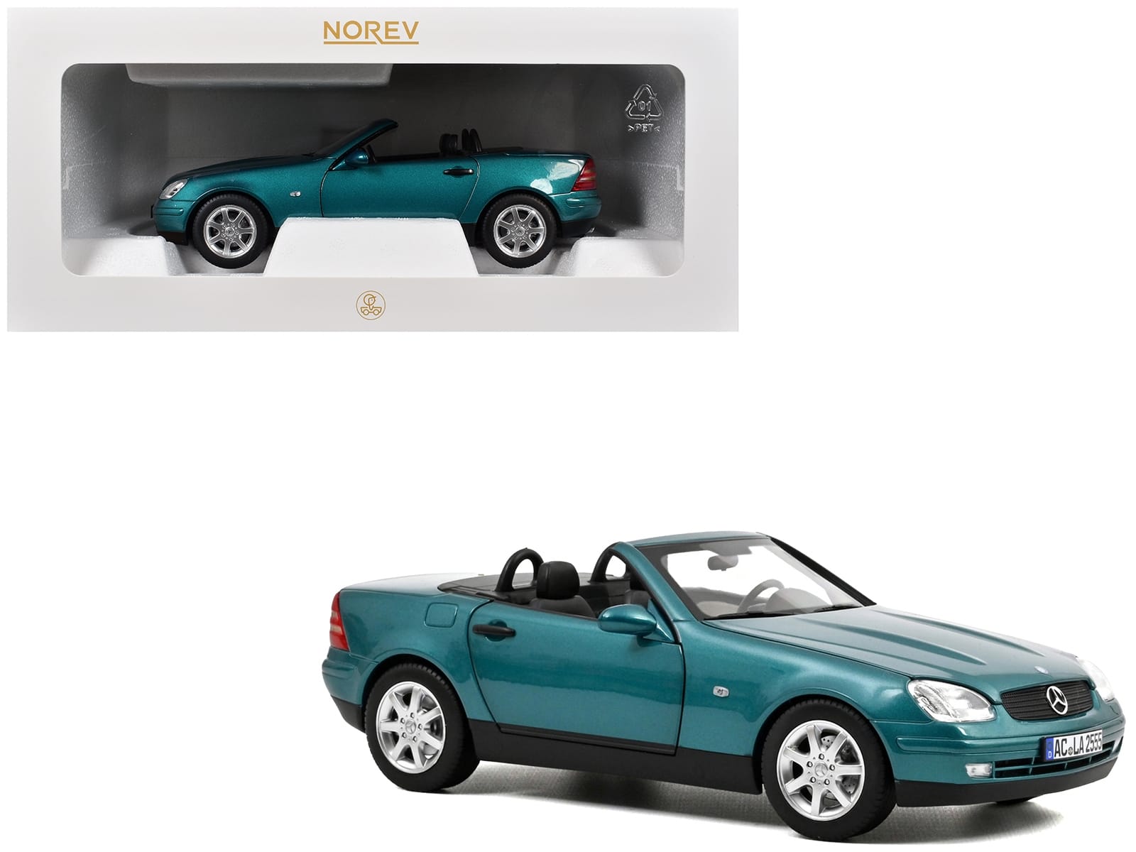 1996 Mercedes-Benz SLK Convertible Vivianit Green Metallic 1/18 Diecast Model Car by Norev