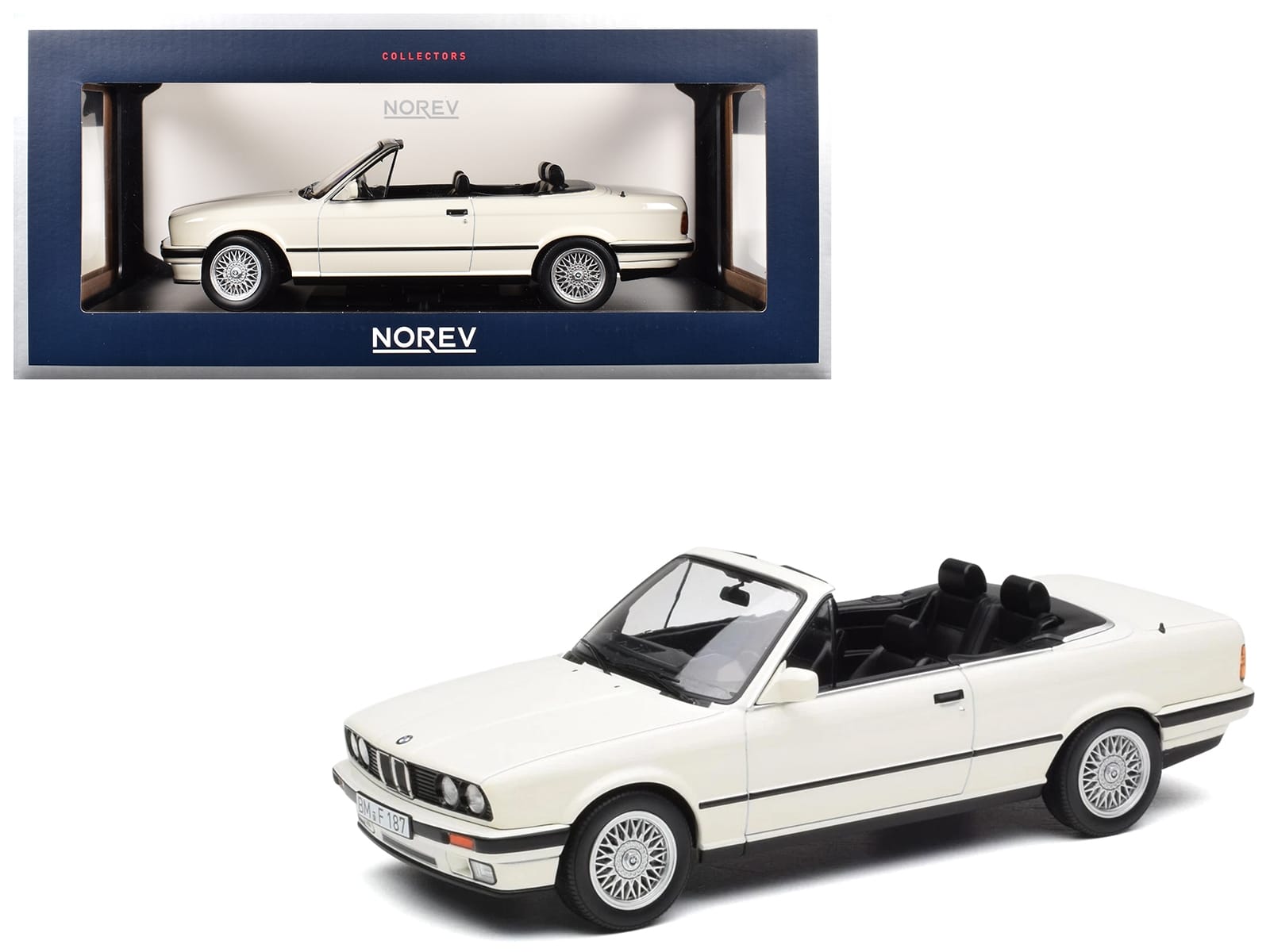 1991 BMW 325i Cabriolet Alpine White 1/18 Diecast Model Car by Norev