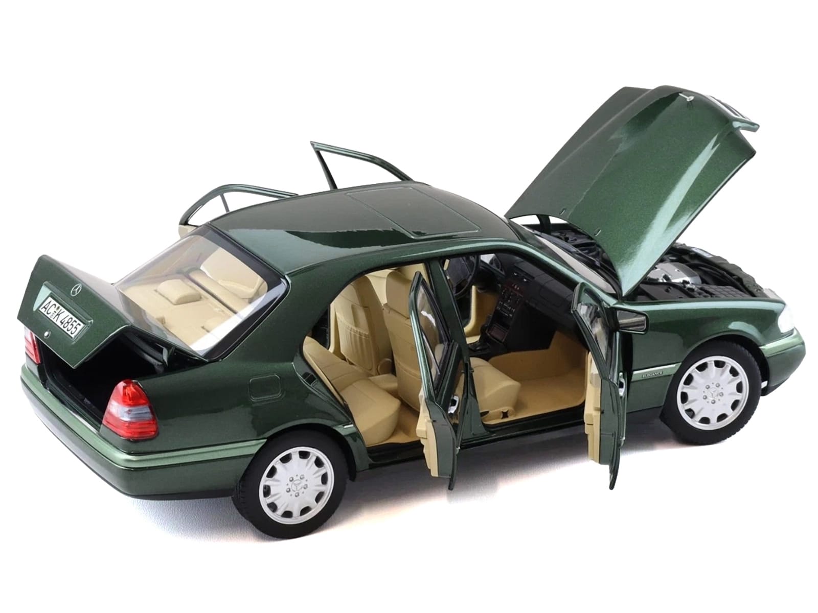 1993 Mercedes-Benz C-Class Malachite Green Metallic 1/18 Diecast Model Car by Norev - Image 2