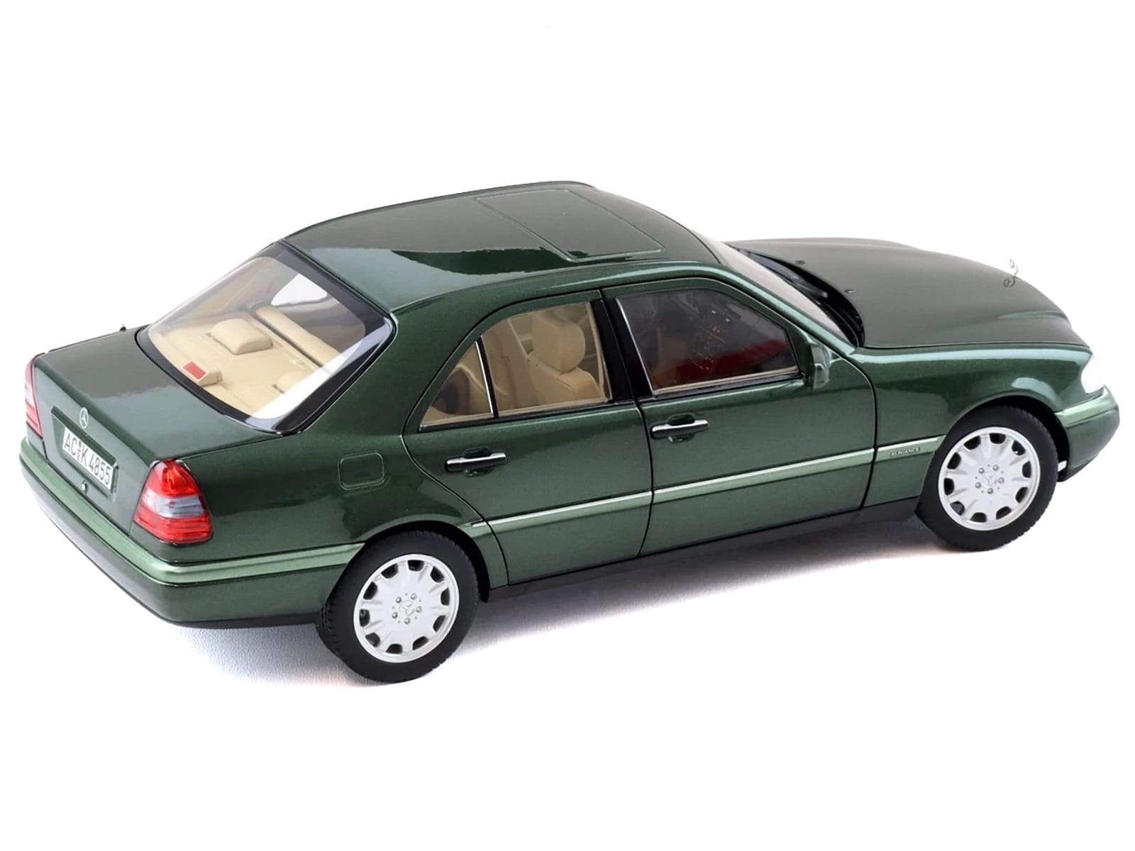 1993 Mercedes-Benz C-Class Malachite Green Metallic 1/18 Diecast Model Car by Norev - Image 3