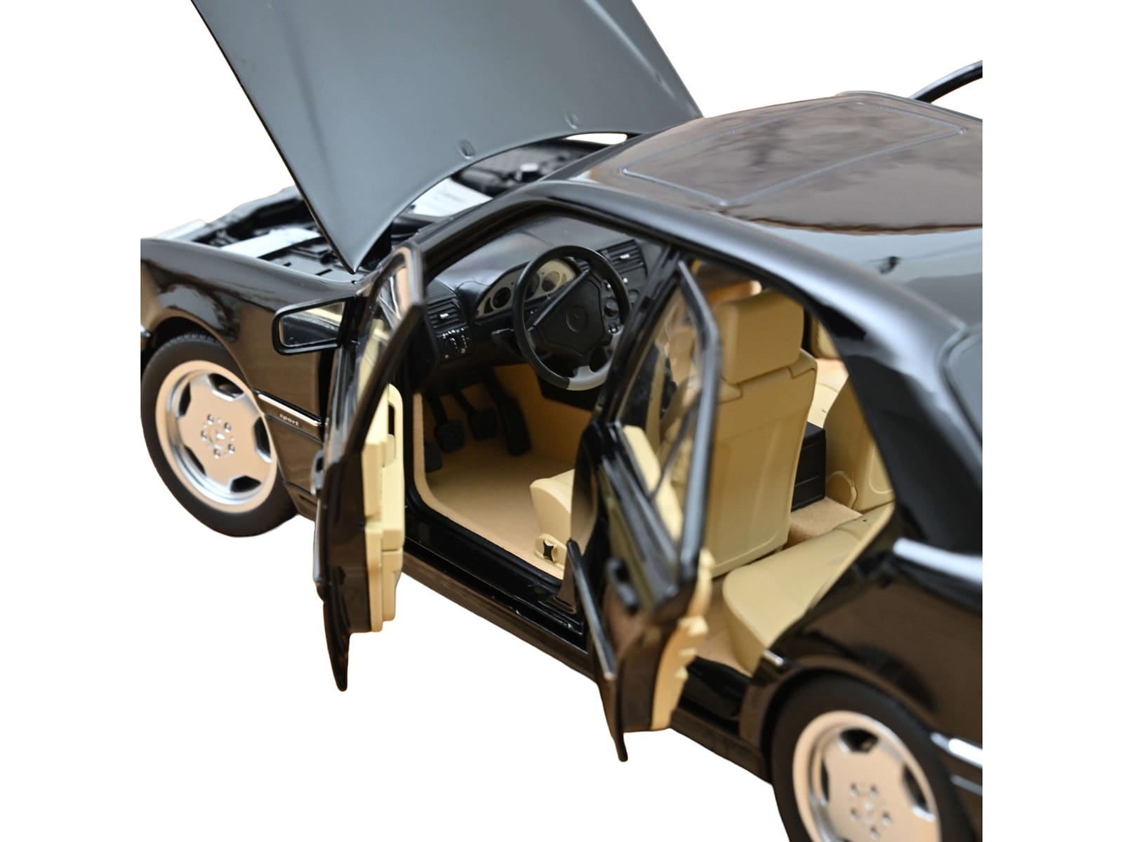 1993 Mercedes-Benz C36 AMG Black Metallic 1/18 Diecast Model Car by Norev - Image 4