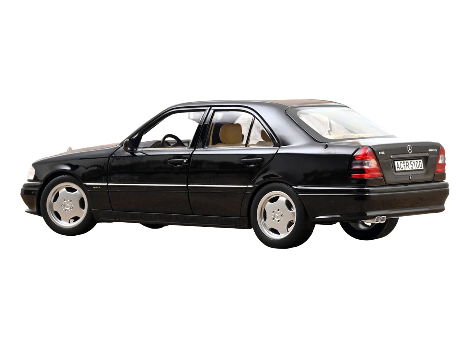 1993 Mercedes-Benz C36 AMG Black Metallic 1/18 Diecast Model Car by Norev - Image 5