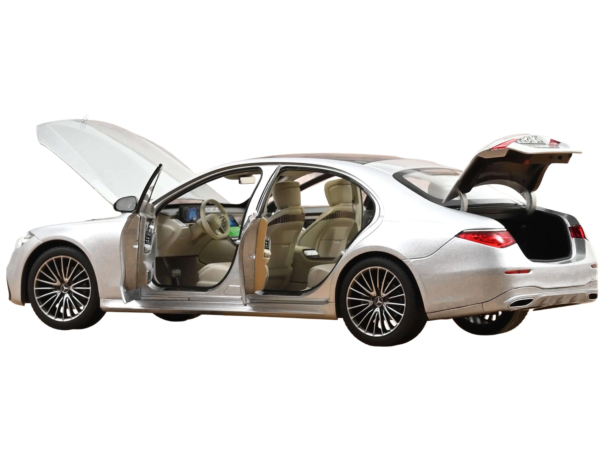 2021 Mercedes-Benz S-Class AMG Line Silver Metallic with Sunroof 1/18 Diecast Model Car by Norev - Image 5