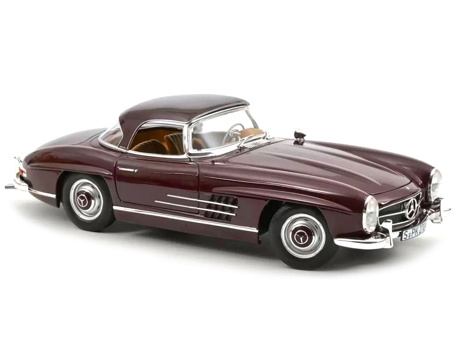 1957 Mercedes-Benz 300 SL Roadster Dark Red 1/18 Diecast Model Car by Norev