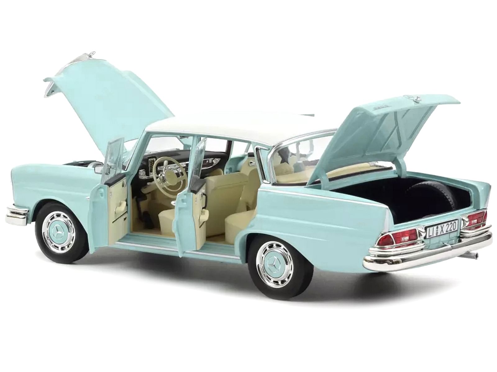 1965 Mercedes-Benz 220 S Light Blue with White Top 1/18 Diecast Model Car by Norev