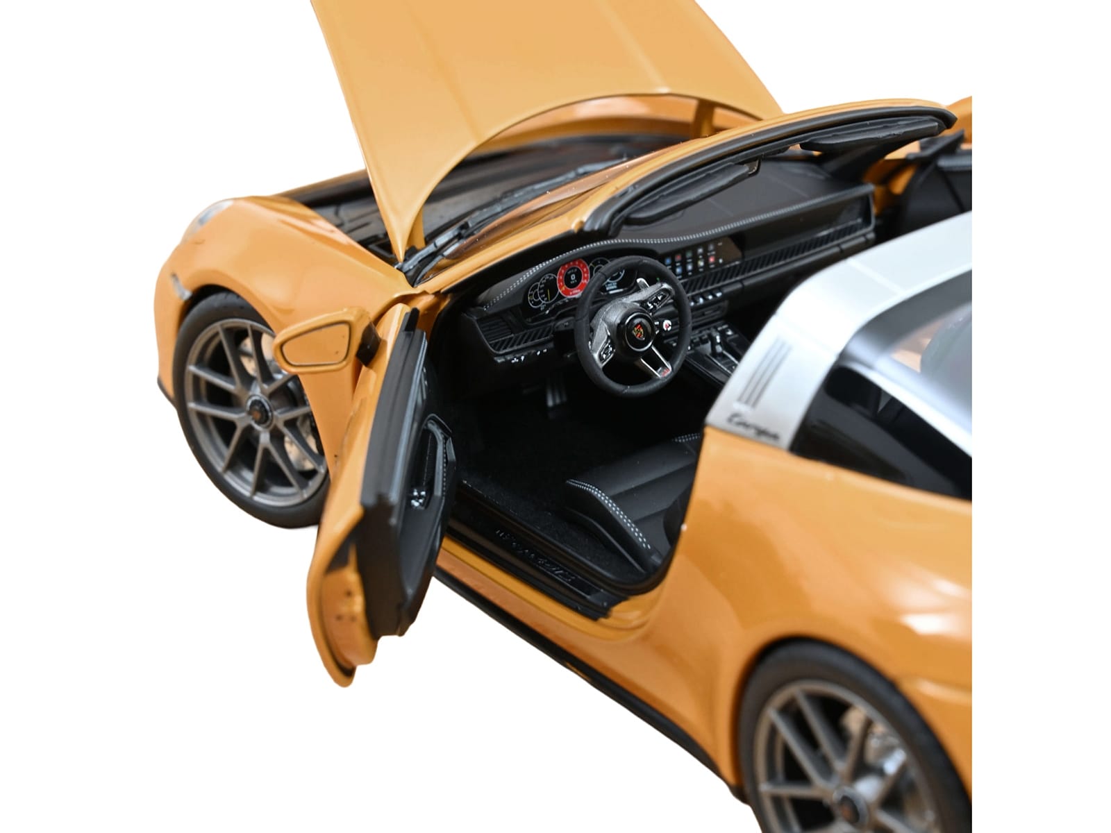 2024 Porsche 911 Targa Bahama Yellow with Black Stripes 1/18 Diecast Model Car by Norev - Image 4