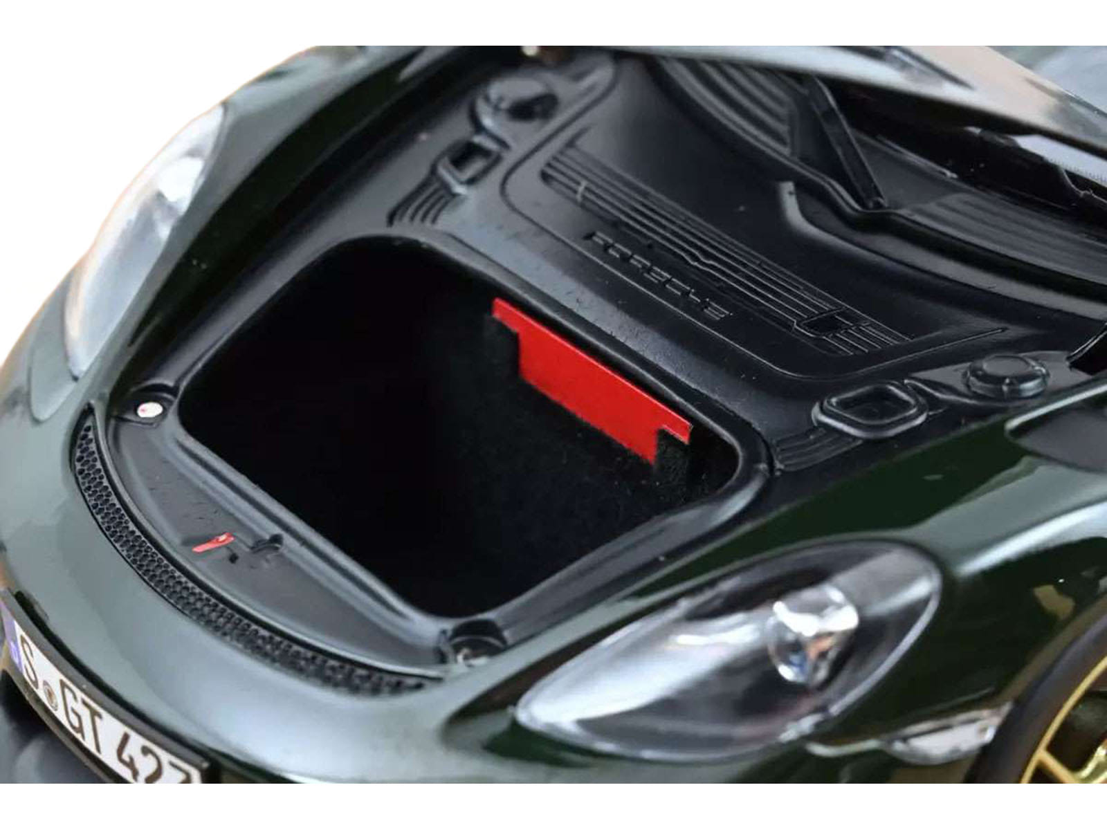 2023 Porsche Cayman GT4 RS Weissach Pack Brewster Green with Carbon Hood 1/18 Diecast Model Car by Norev - Image 3