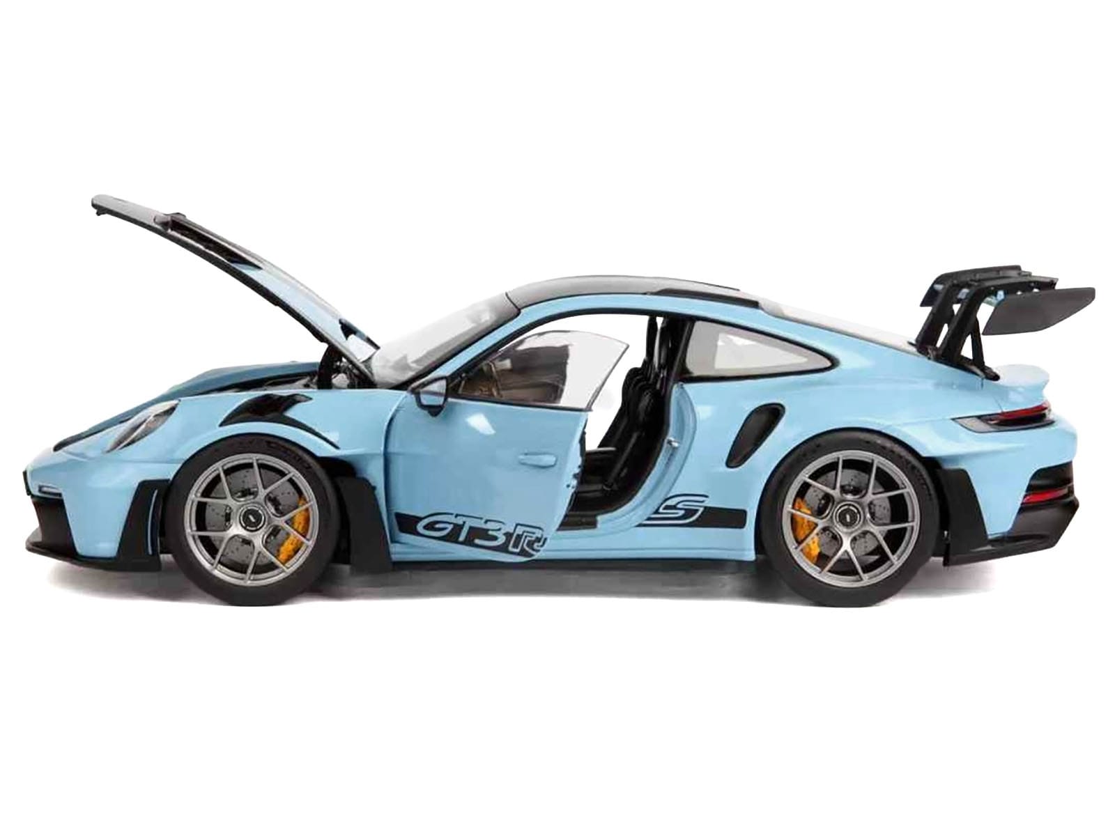 2022 Porsche 911 GT3 RS Weissach Pack Gulf Blue with Carbon Top and Hood Stripes 1/18 Diecast Model Car by Norev - Image 3