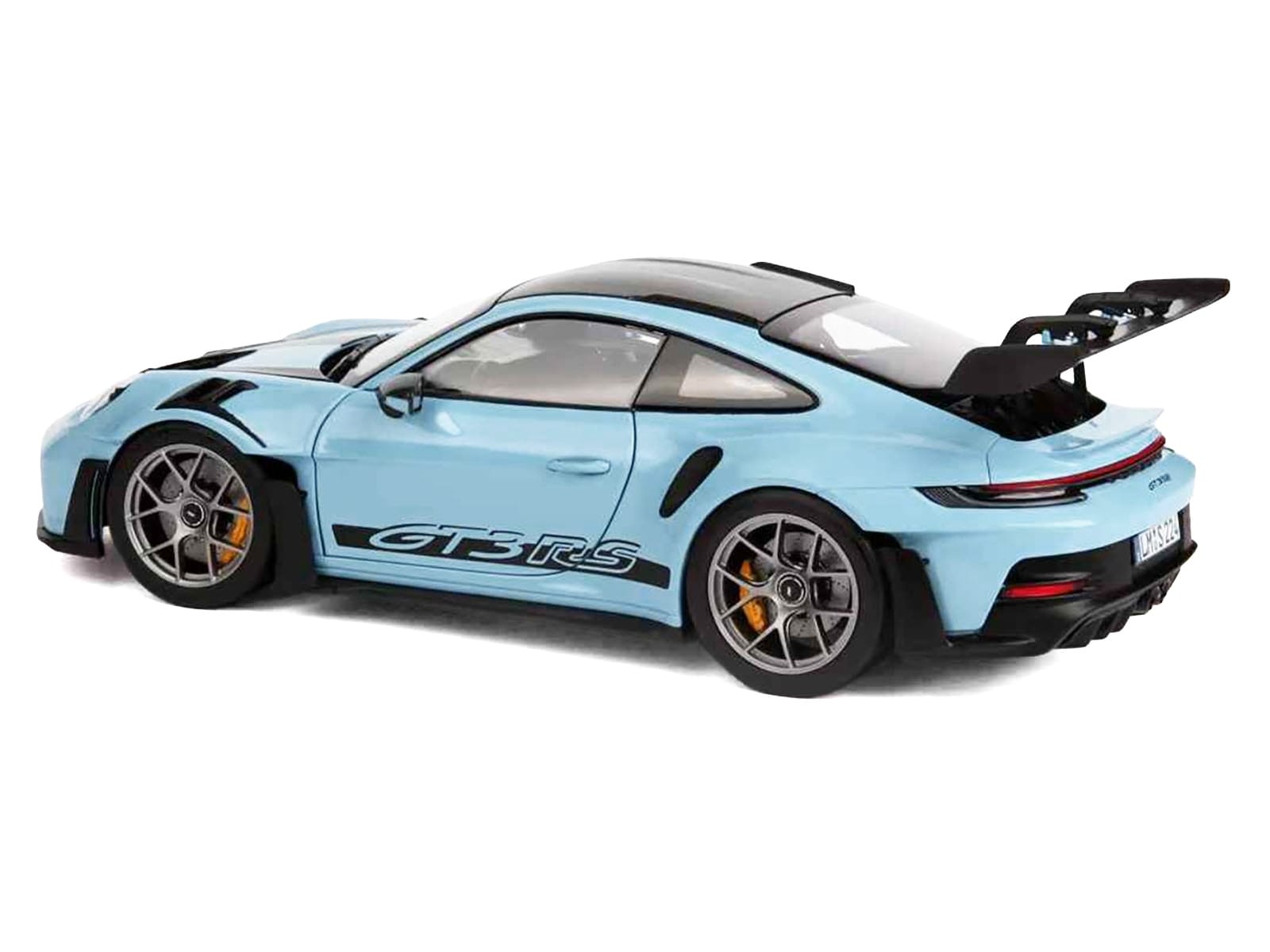 2022 Porsche 911 GT3 RS Weissach Pack Gulf Blue with Carbon Top and Hood Stripes 1/18 Diecast Model Car by Norev - Image 5