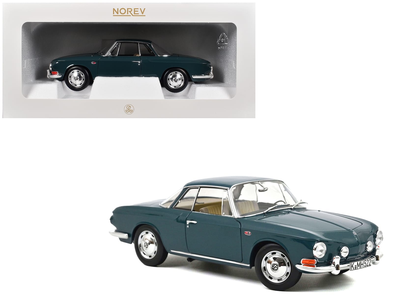 1963 Volkswagen Karmann Ghia 1500 Smaragd Green 1/18 Diecast Model Car by Norev