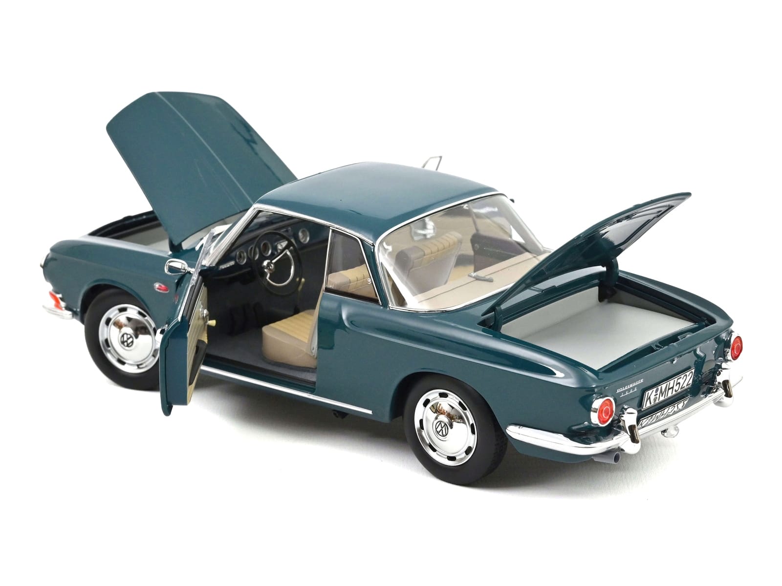 1963 Volkswagen Karmann Ghia 1500 Smaragd Green 1/18 Diecast Model Car by Norev - Image 2