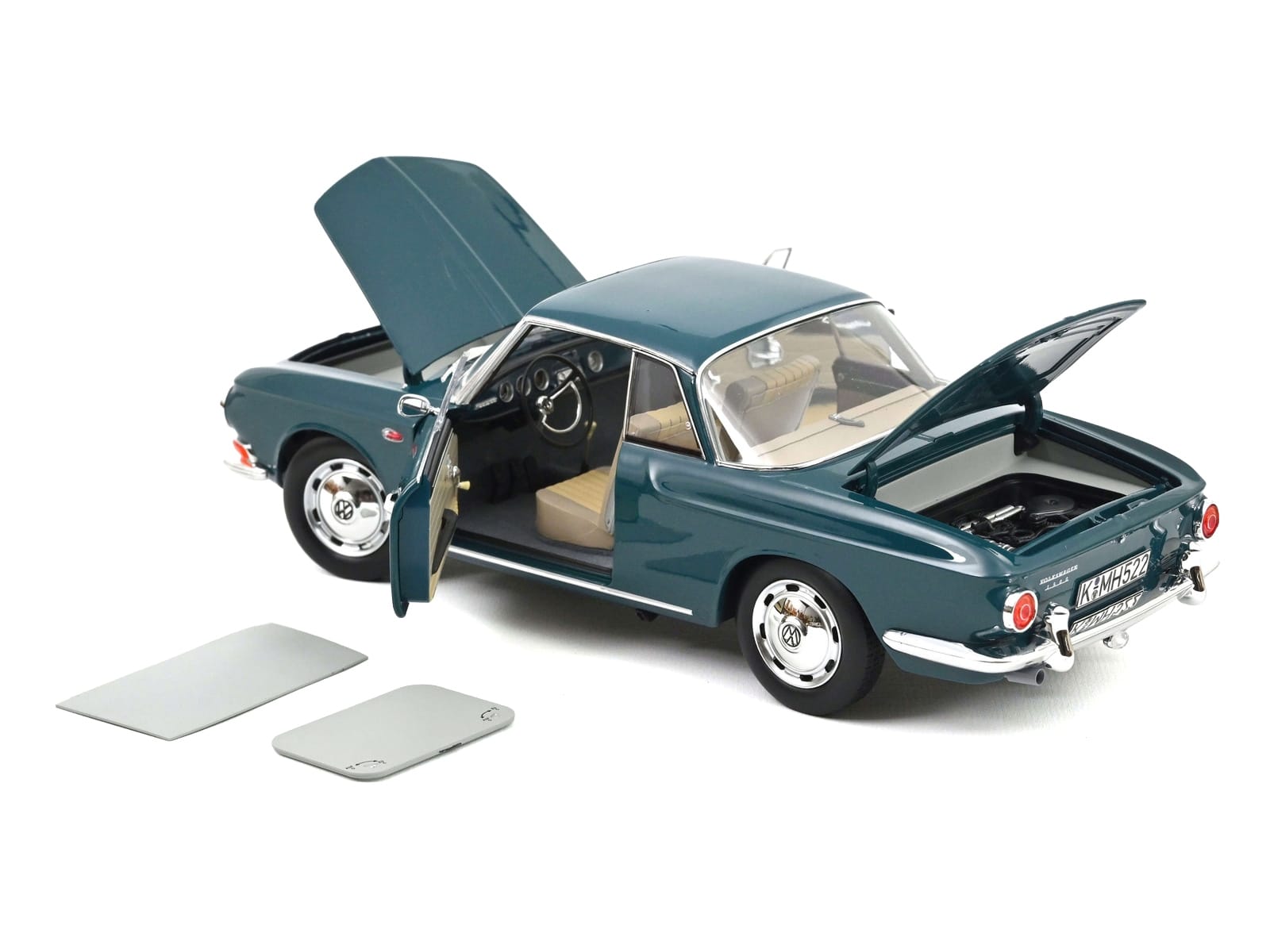 1963 Volkswagen Karmann Ghia 1500 Smaragd Green 1/18 Diecast Model Car by Norev - Image 3