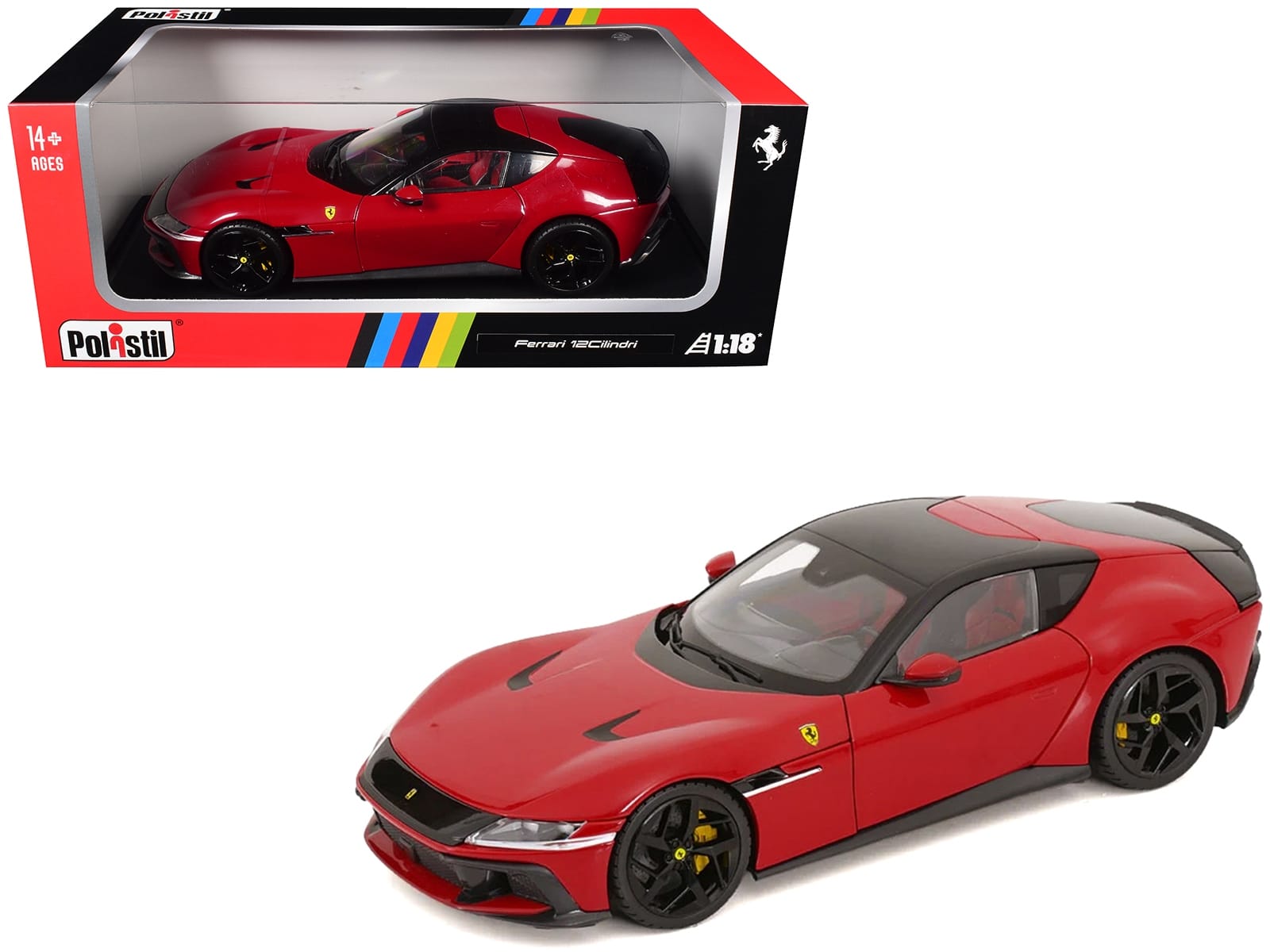 2024 Ferrari 12Cilindri Rosso Corsa Red with Black Top 1/18 Diecast Model Car by Polistil