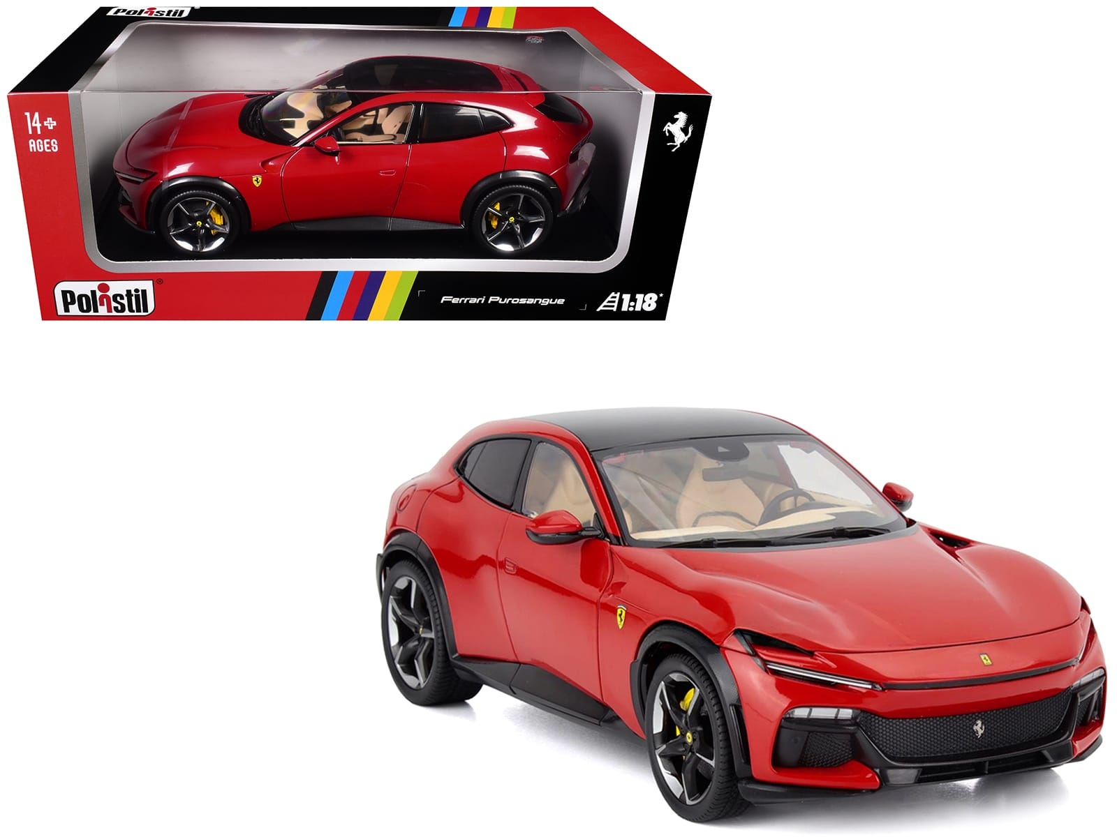 2022 Ferrari Purosangue Rosso Corsa Red with Black Top 1/18 Diecast Model Car by Polistil